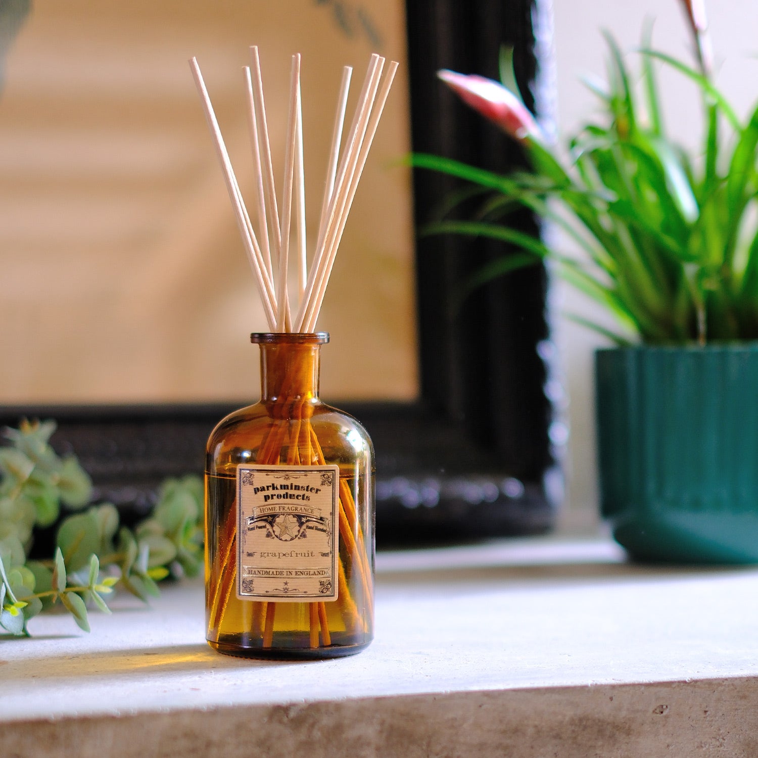 Experience the invigorating scent of the Grapefruit Reed Diffuser from Parkminster, 200ml 100% essential oil, part of the Apothecary Collection, made in Cornwall