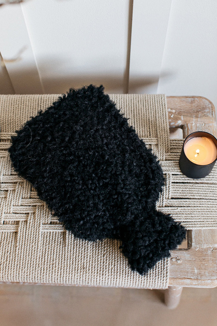 Black Faux Sheepskin Hot Water Bottle cover from Parkminster Living