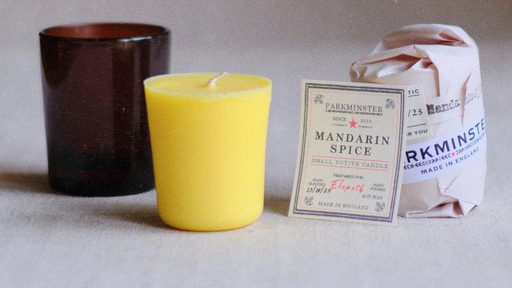 a Mandarin Spice candle refill made in Cornwall by Parkminster.