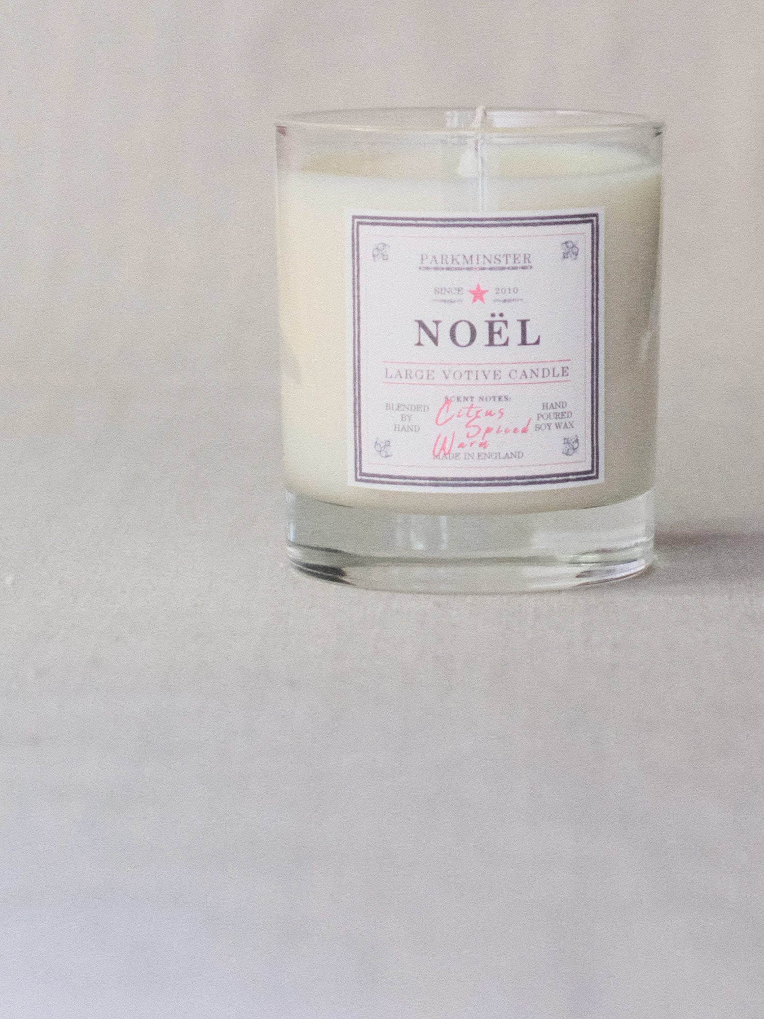 a Noel Christmas scented candle made using Soy Wax by Parkminster