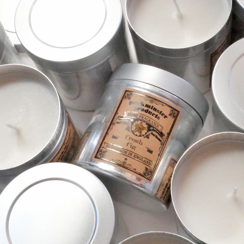 Experience the sweet embrace of Fig wherever you go with our FRESH FIG Travel Candle - a sustainable and stylish companion for your adventures. Parkminster Scented Candles