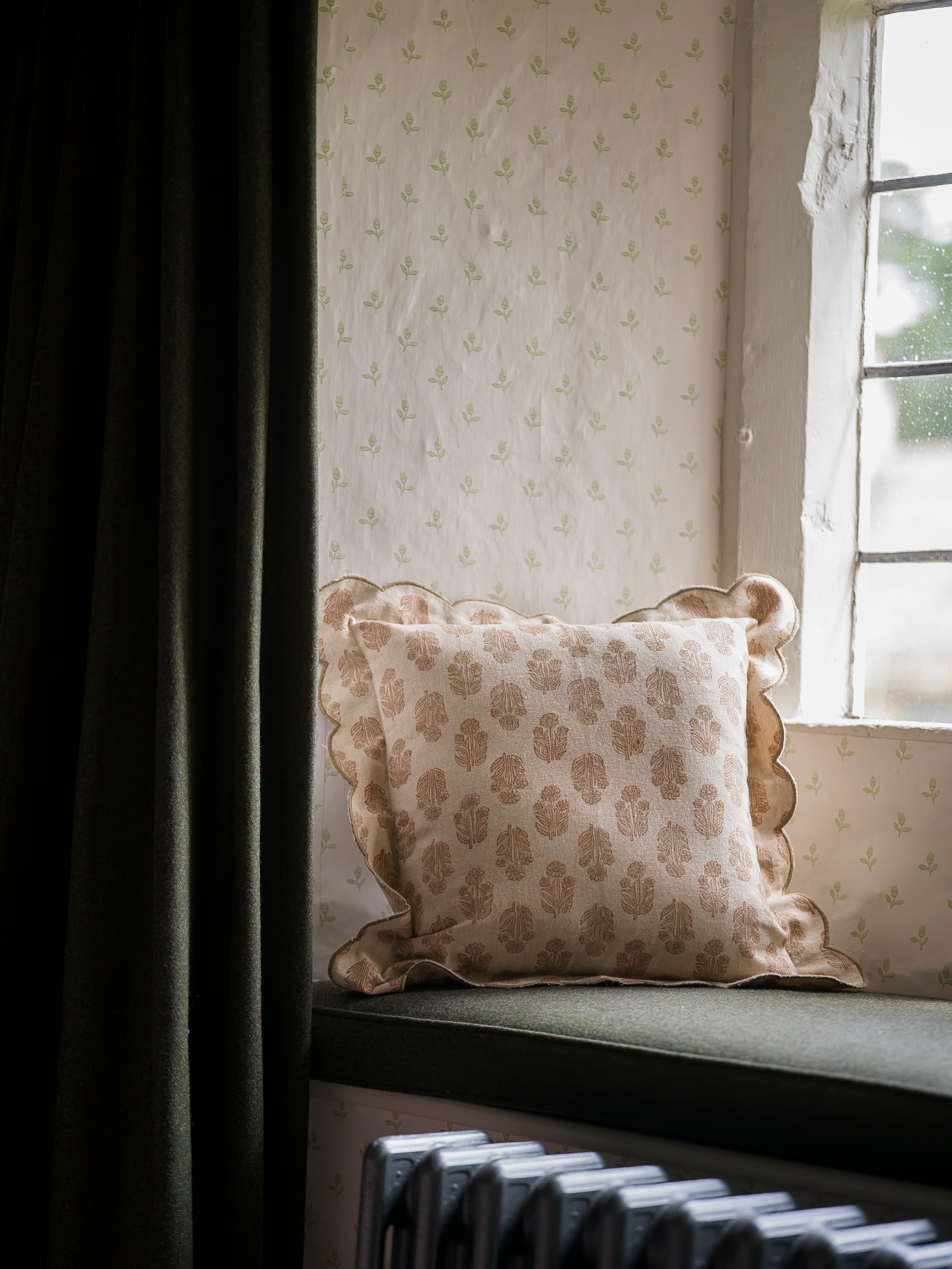 Scallop Blockprint Cushion - Taupe curated home decor piece by Parkminster Living