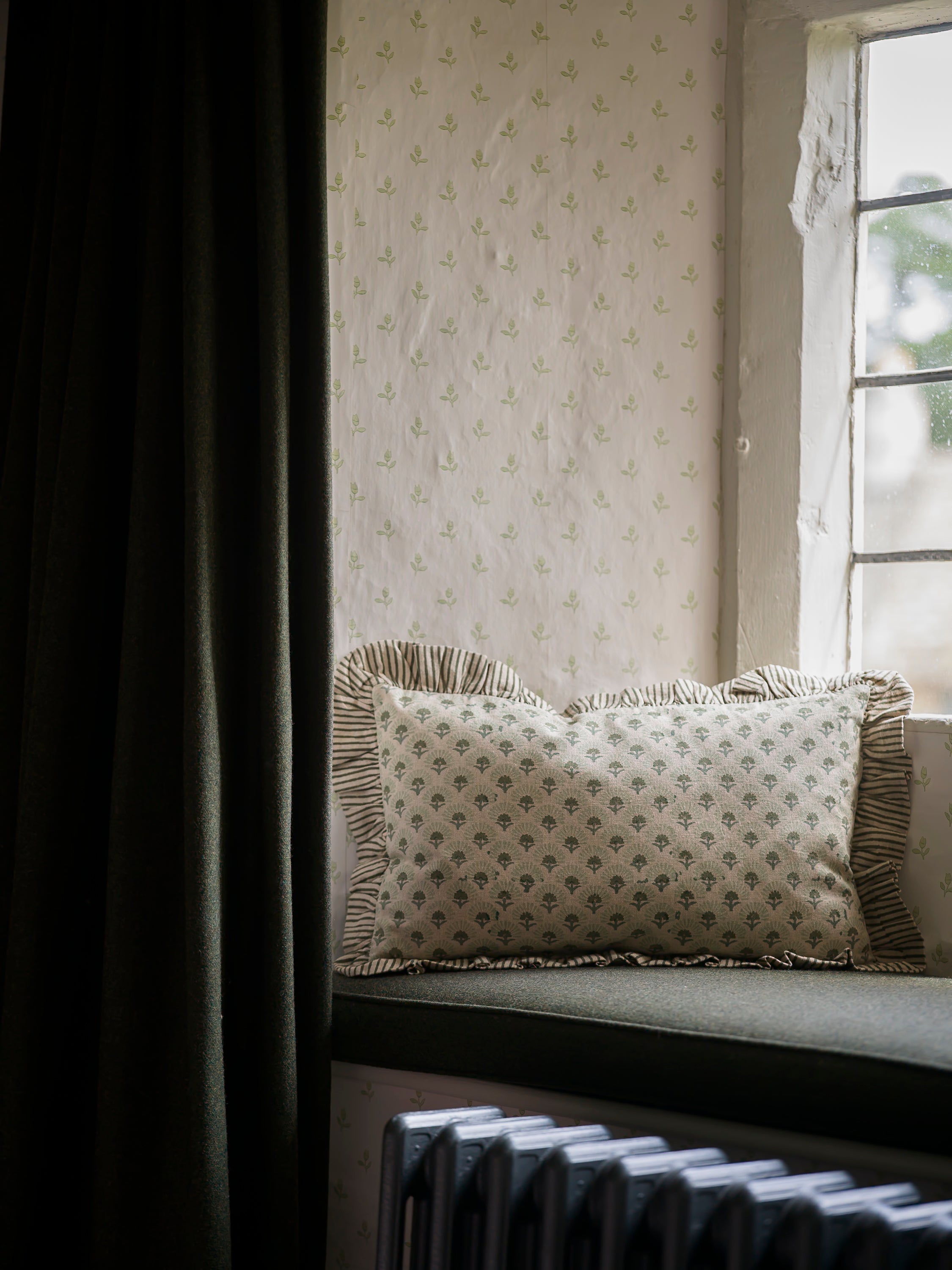 Fanflower Block Print Cushion - Forest curated home decor piece by Parkminster Living