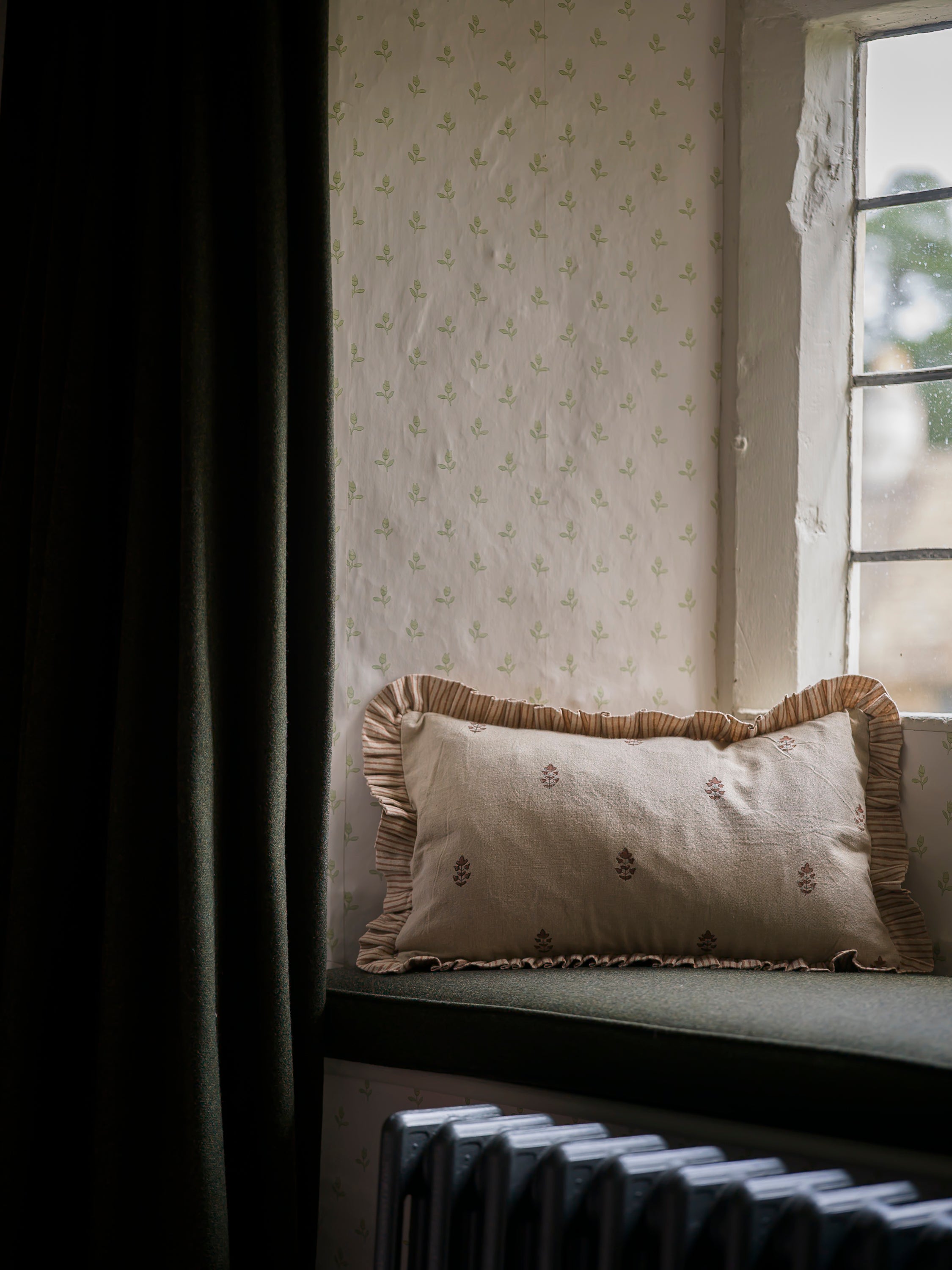 Sprig Block Print Cushion - Brick curated home decor piece by Parkminster Living