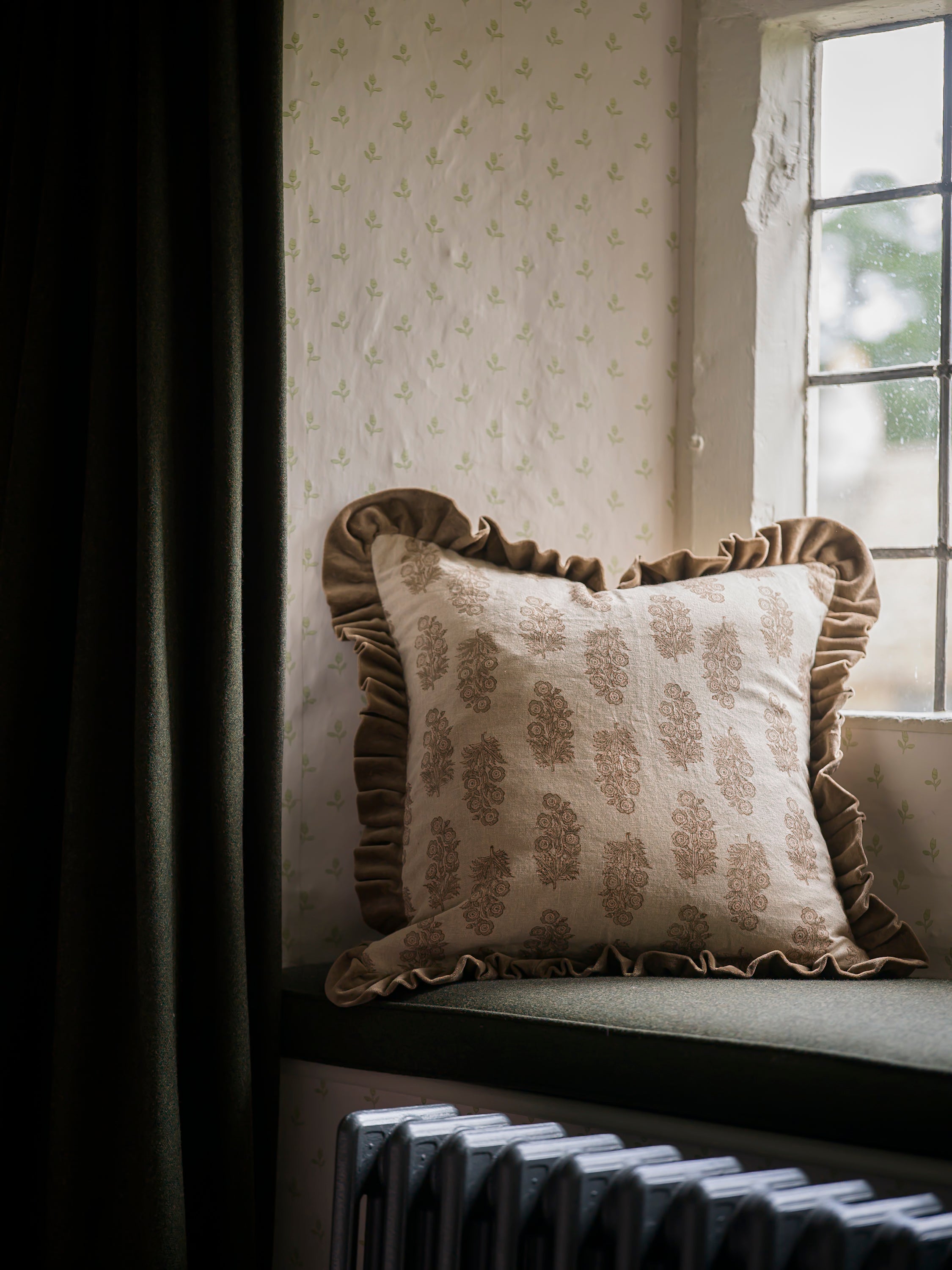 Blockprint Flower Cushion - Taupe curated home decor piece by Parkminster Living