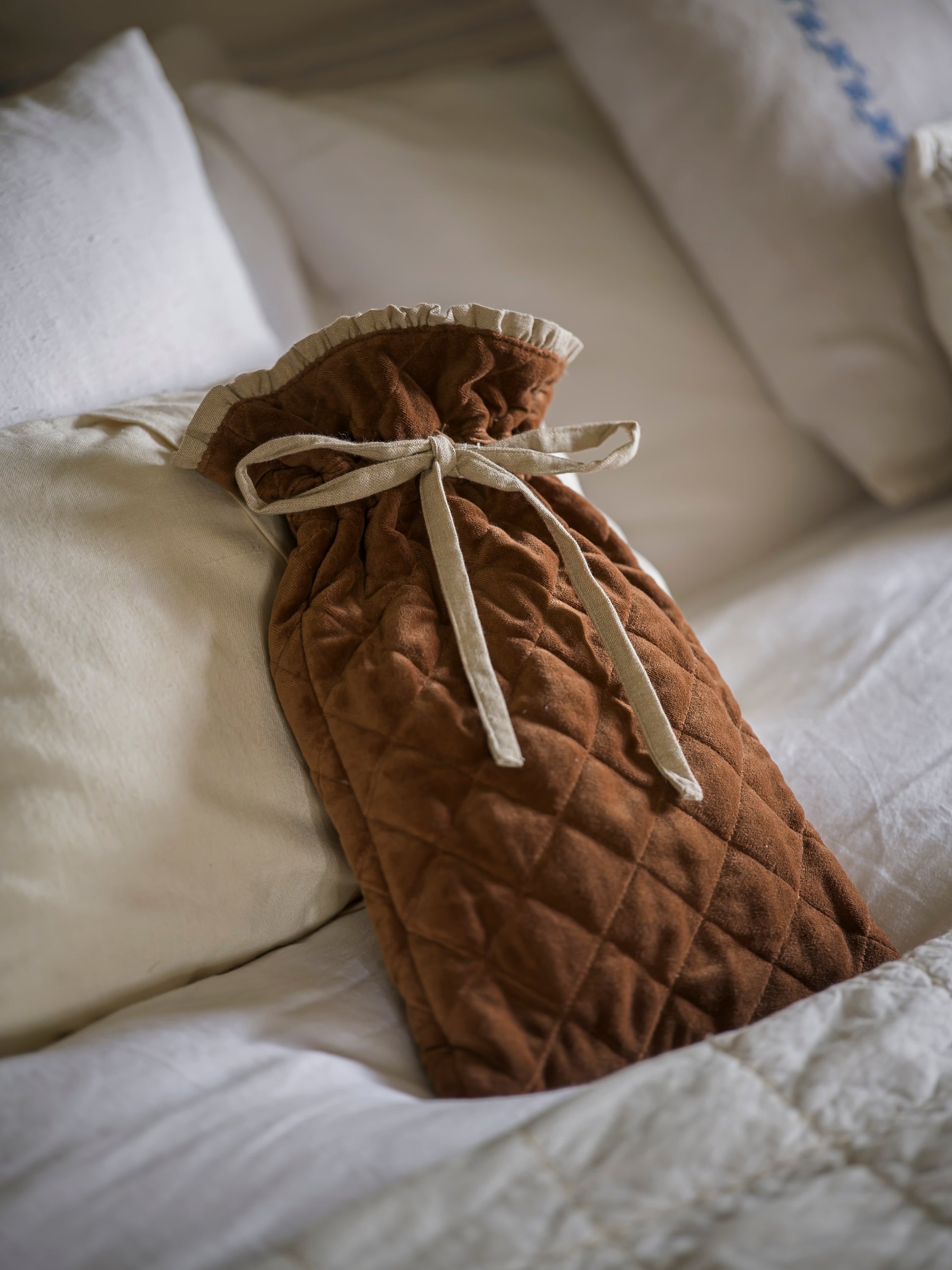 Indian Cotton Velvet & Linen Hot Water Bottle - Ginger curated home decor piece by Parkminster Living