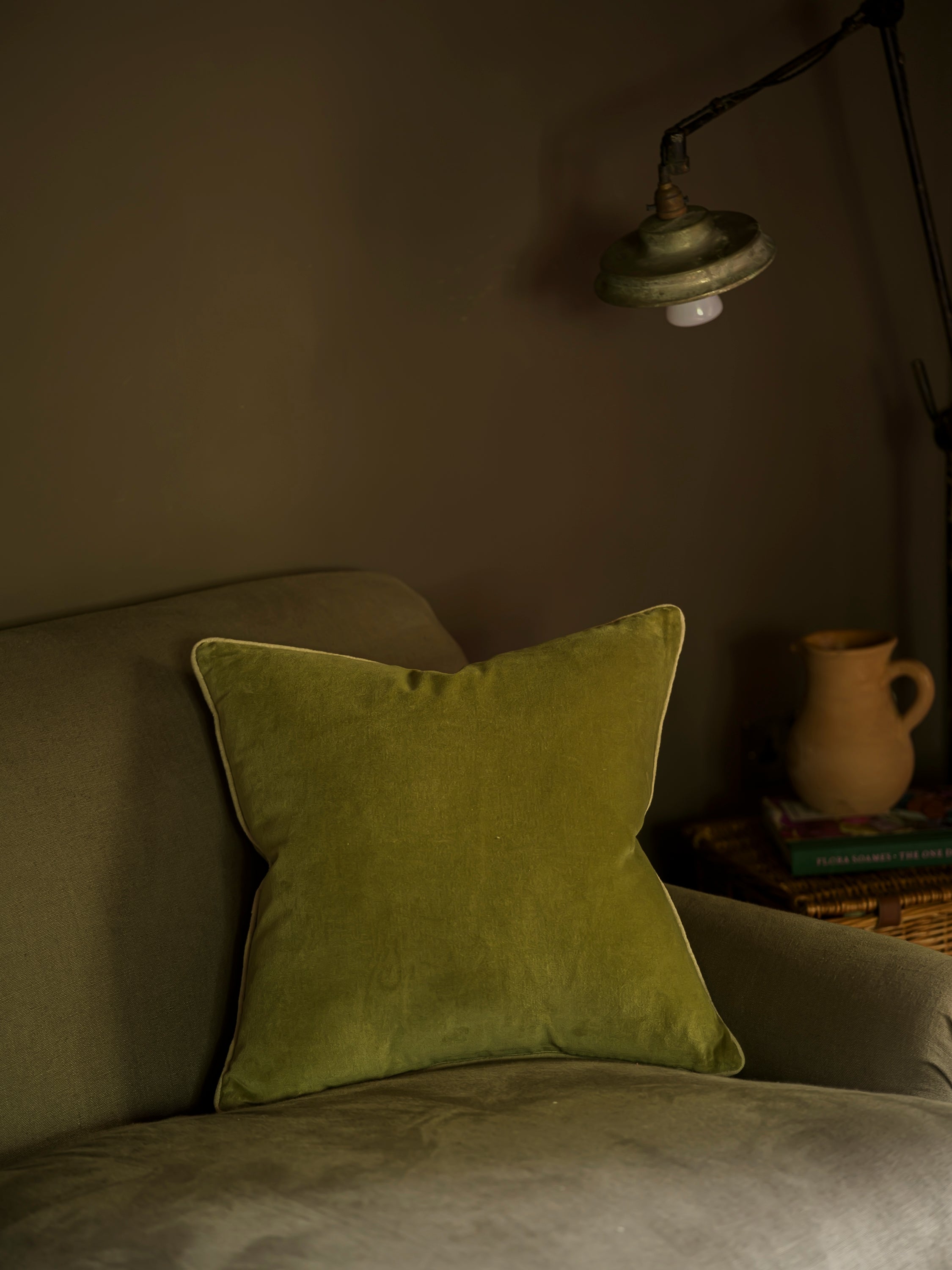 Indian Cotton Velvet Cushion - Lichen curated home decor piece by Parkminster Living