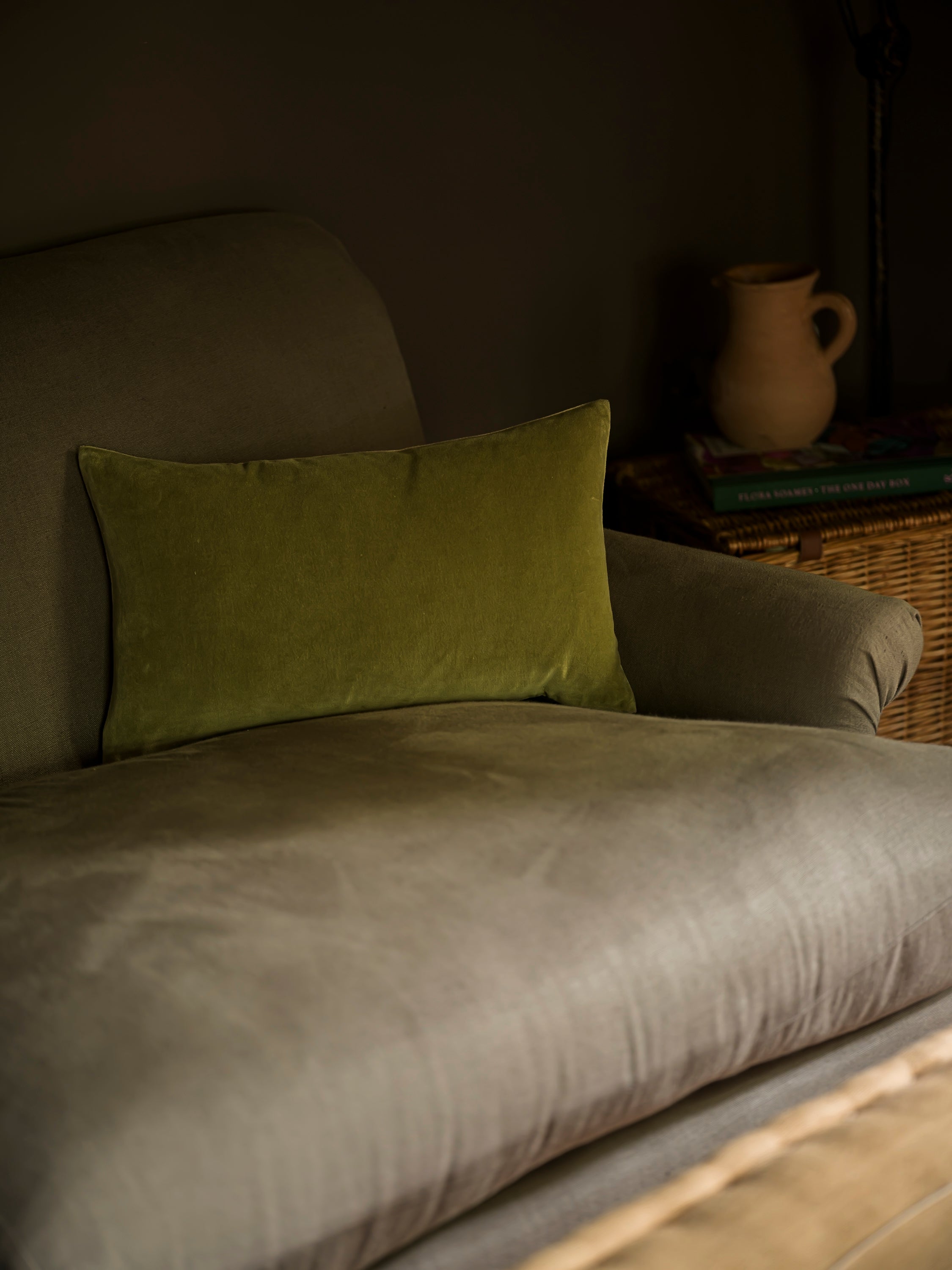 Indian Cotton Velvet Cushion - Lichen curated home decor piece by Parkminster Living