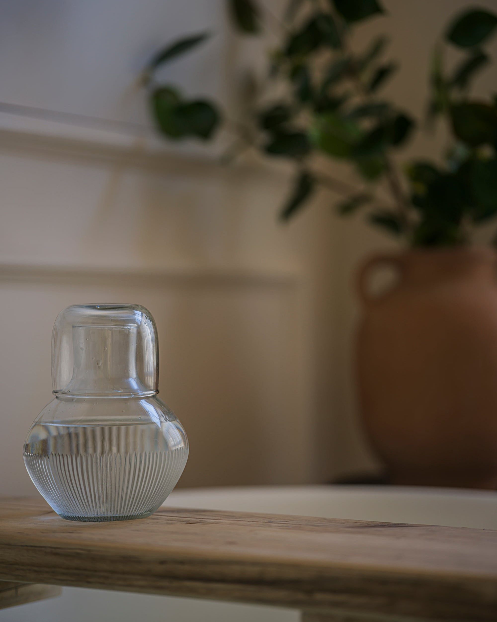 Handblown Carafe and Glass Set - Reeded curated home decor piece by Parkminster Living