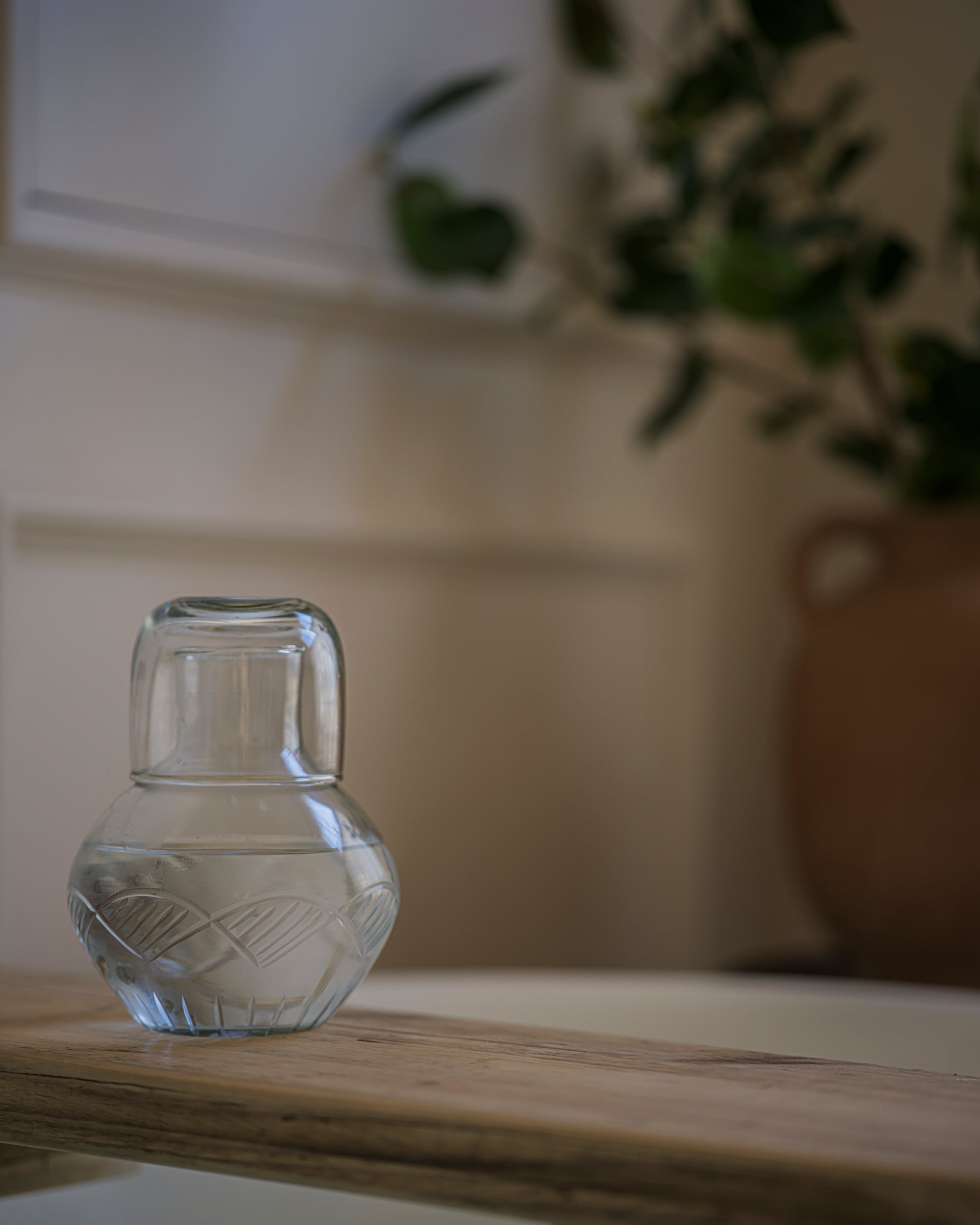 Handblown Carafe and Glass Set - Scalloped curated home decor piece by Parkminster Living
