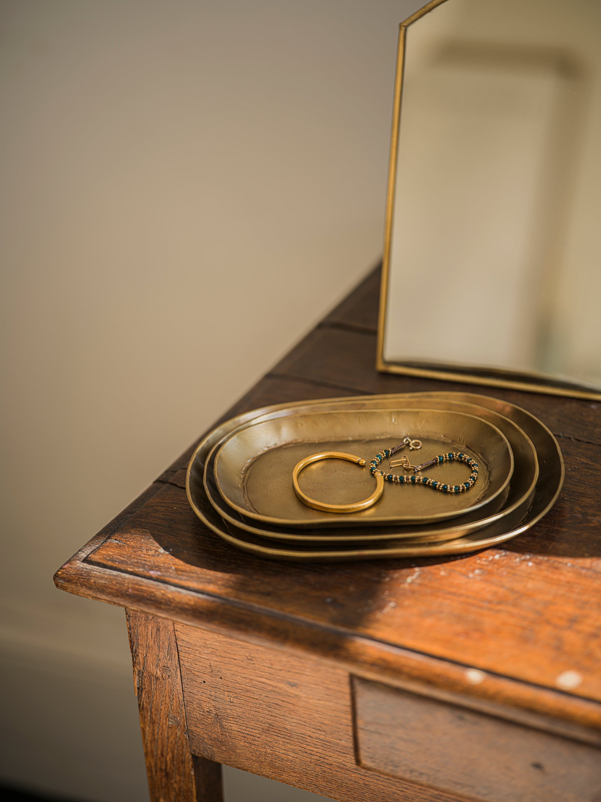 Antique Brass Finish Trays - Set of 3 curated home decor piece by Parkminster Living