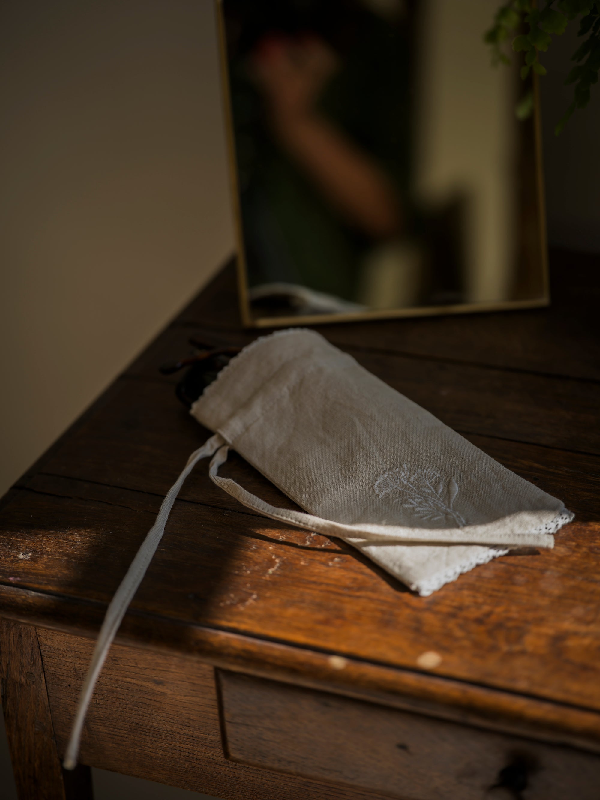 Linen Embroidered Glasses Case curated home decor piece by Parkminster Living