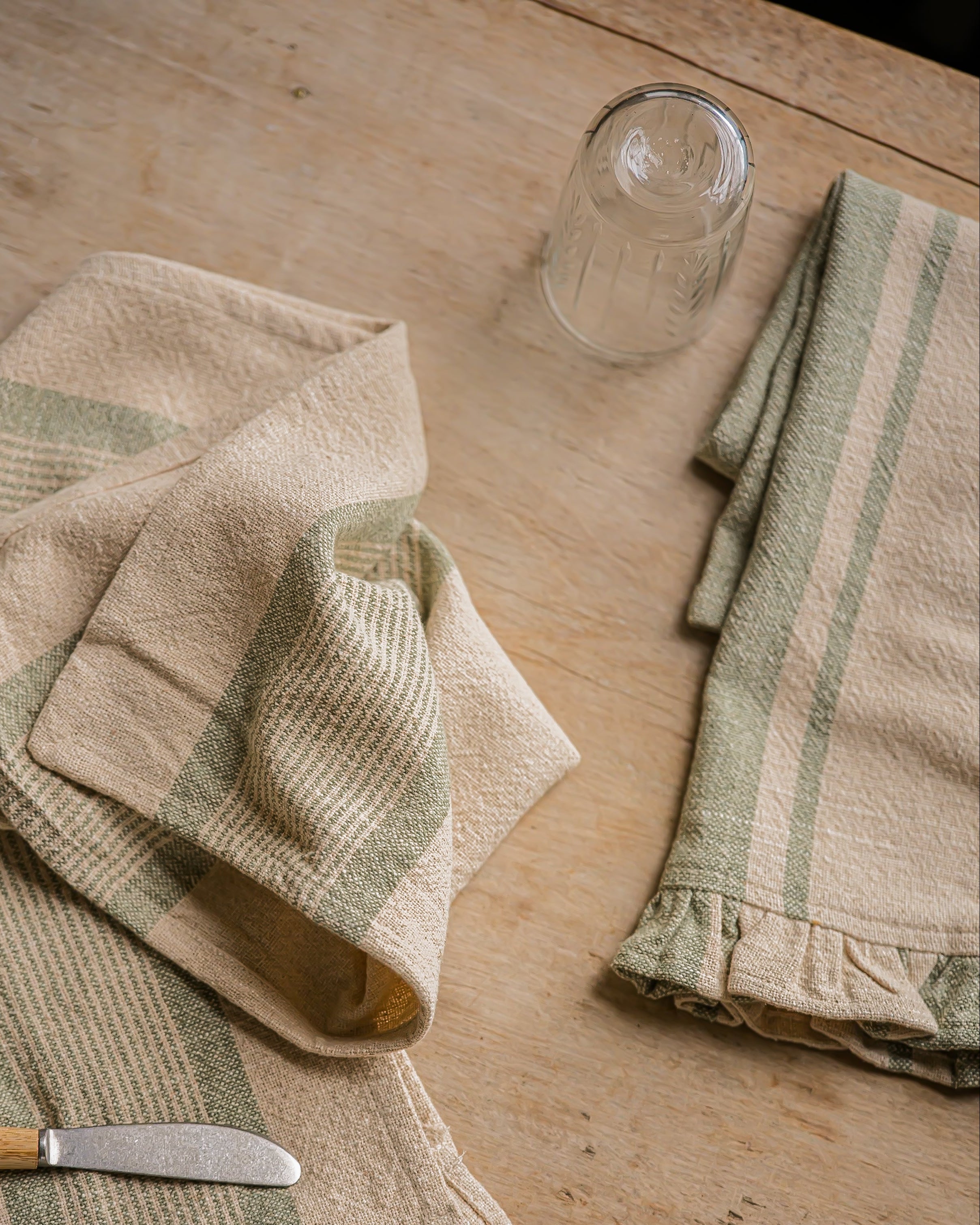 The Rustic Striped Tea Towel 2 pack - Sage curated home decor piece by Parkminster Living