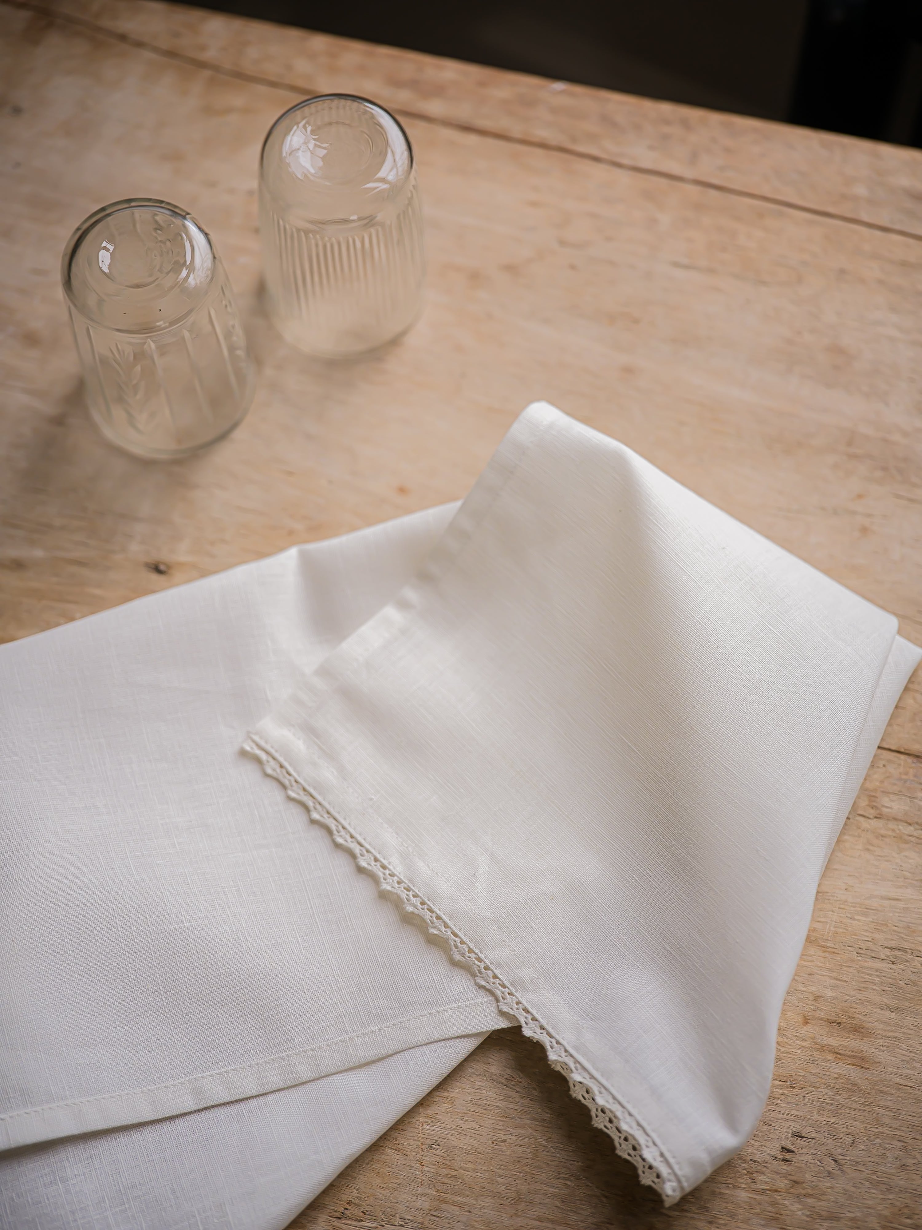 Linen & Lace Napkin - White Set of 4 curated home decor piece by Parkminster Living