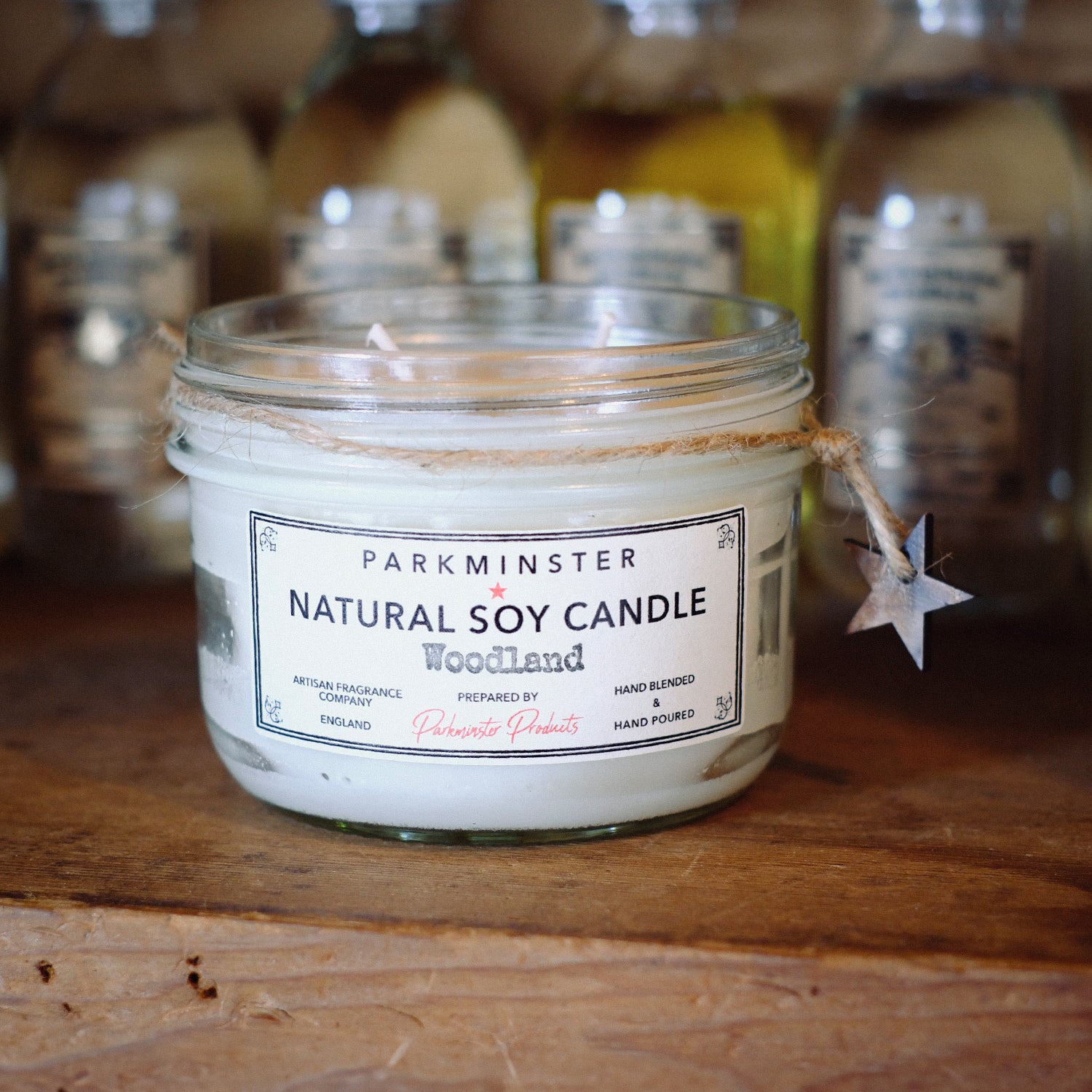 Our Woodland Vintage Jar Candle has an earthy, smokey scent with notes of oak, hickory and wet leaves - by Parkminster Home Fragrance Company - Hand Blended and Hand Poured