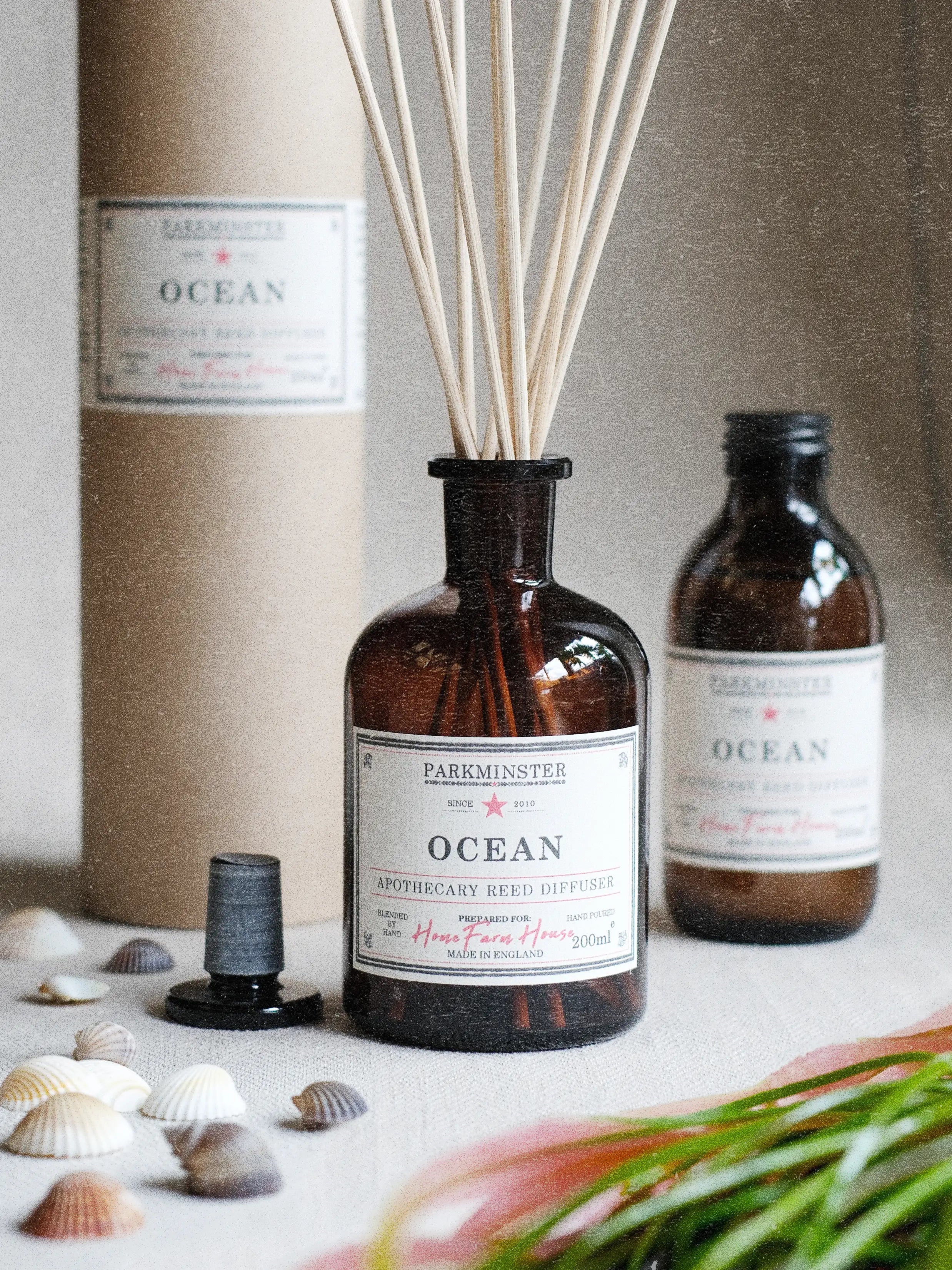 Ocean Reed Diffuser from the Parkminster Apothecary Collection, a 200ml coastal home fragrance inspired by Cornwall with natural reeds and fresh marine notes.