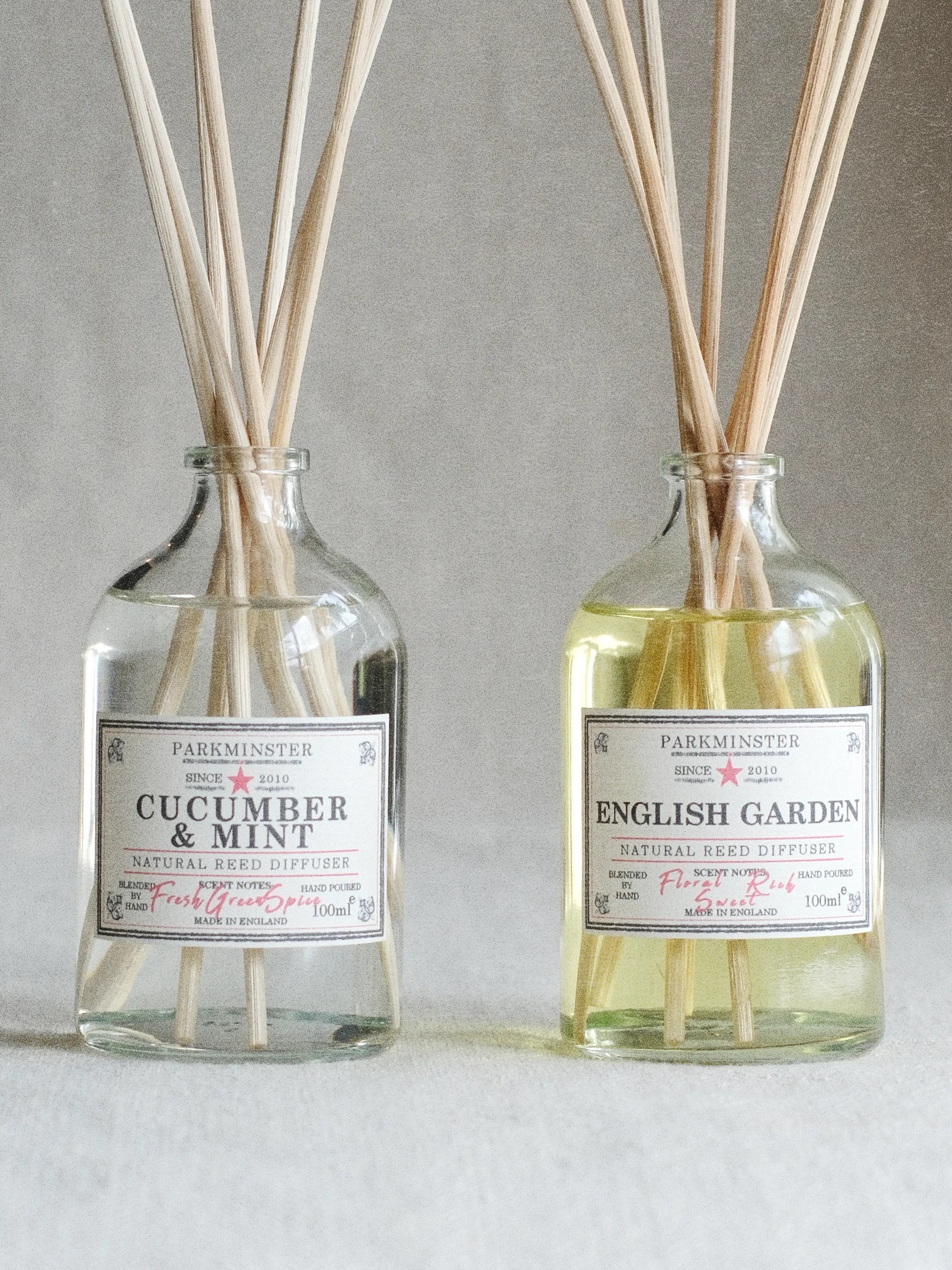 Parkminster clear glass 100ml reed diffuser filled with natural fragrance, part of mix and match 2-for-1 flash sale