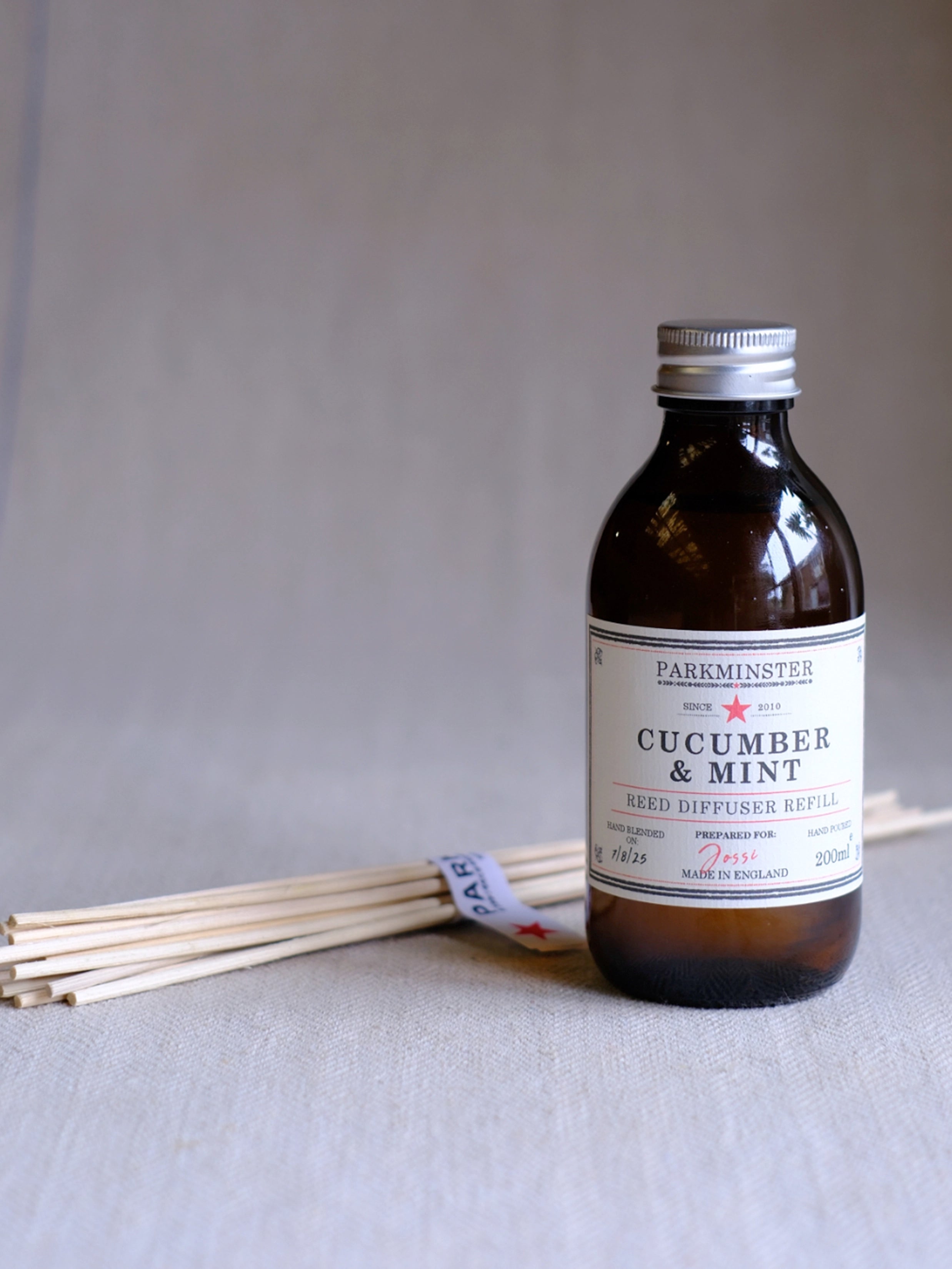 Parkminster Cucumber & Mint 200ml Reed Diffuser Refill with free replacement reeds – a fresh, natural home fragrance refill for long-lasting scent.