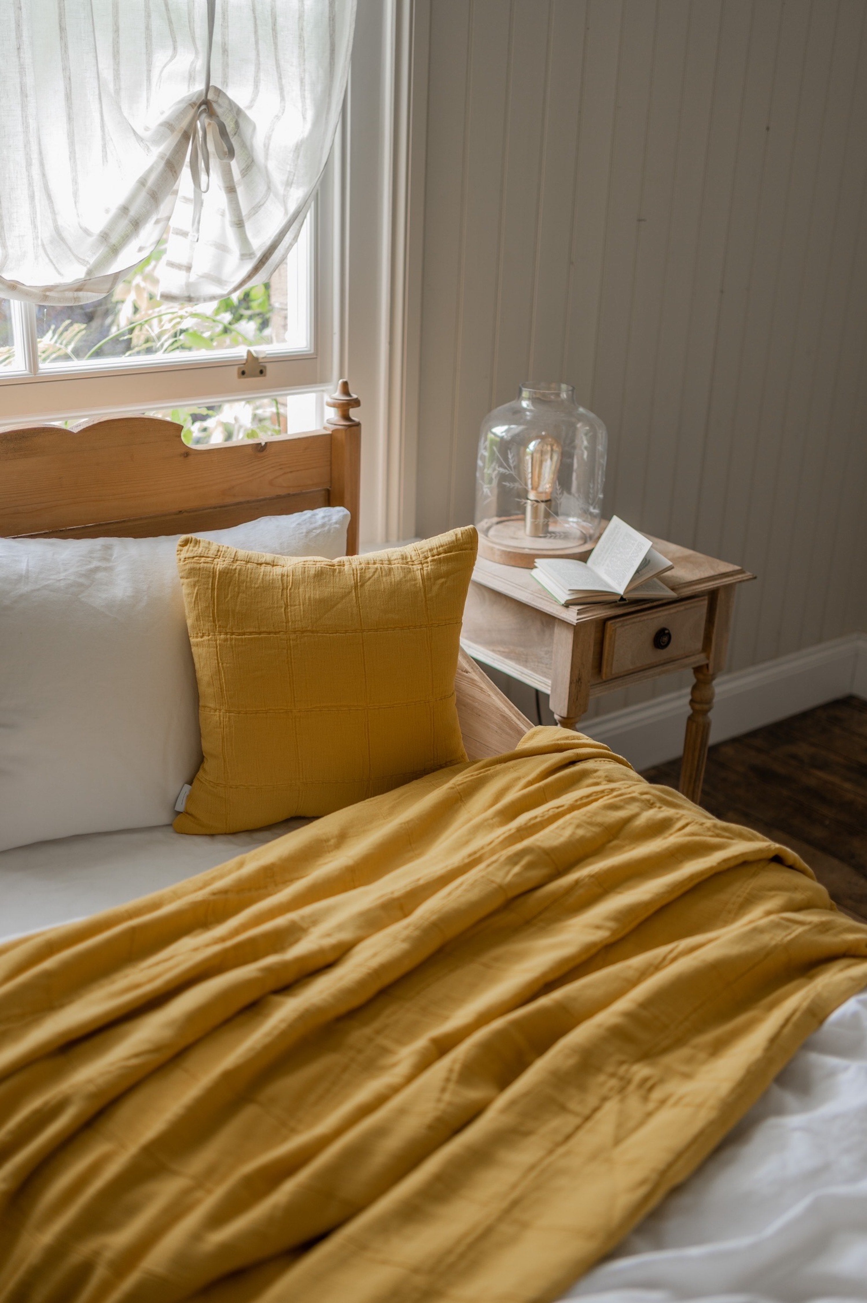 The Provence Ticking Stripe Washed Linen Cushion Taupe 40x40cm home decor piece curated by Parkminster Living