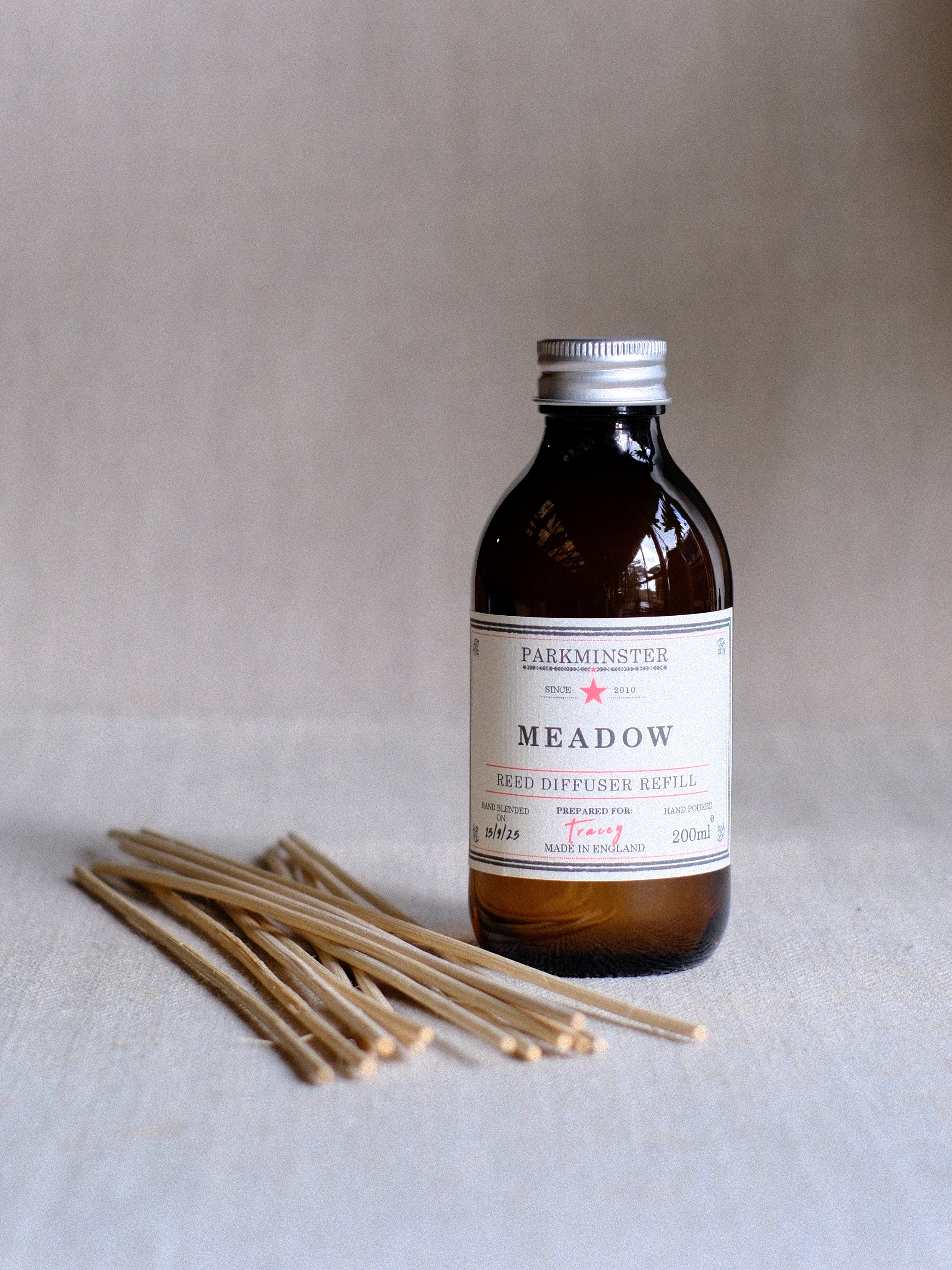 Meadow 200ml Reed Diffuser Refill – natural, plant-based home fragrance by Parkminster, fresh and authentic scent