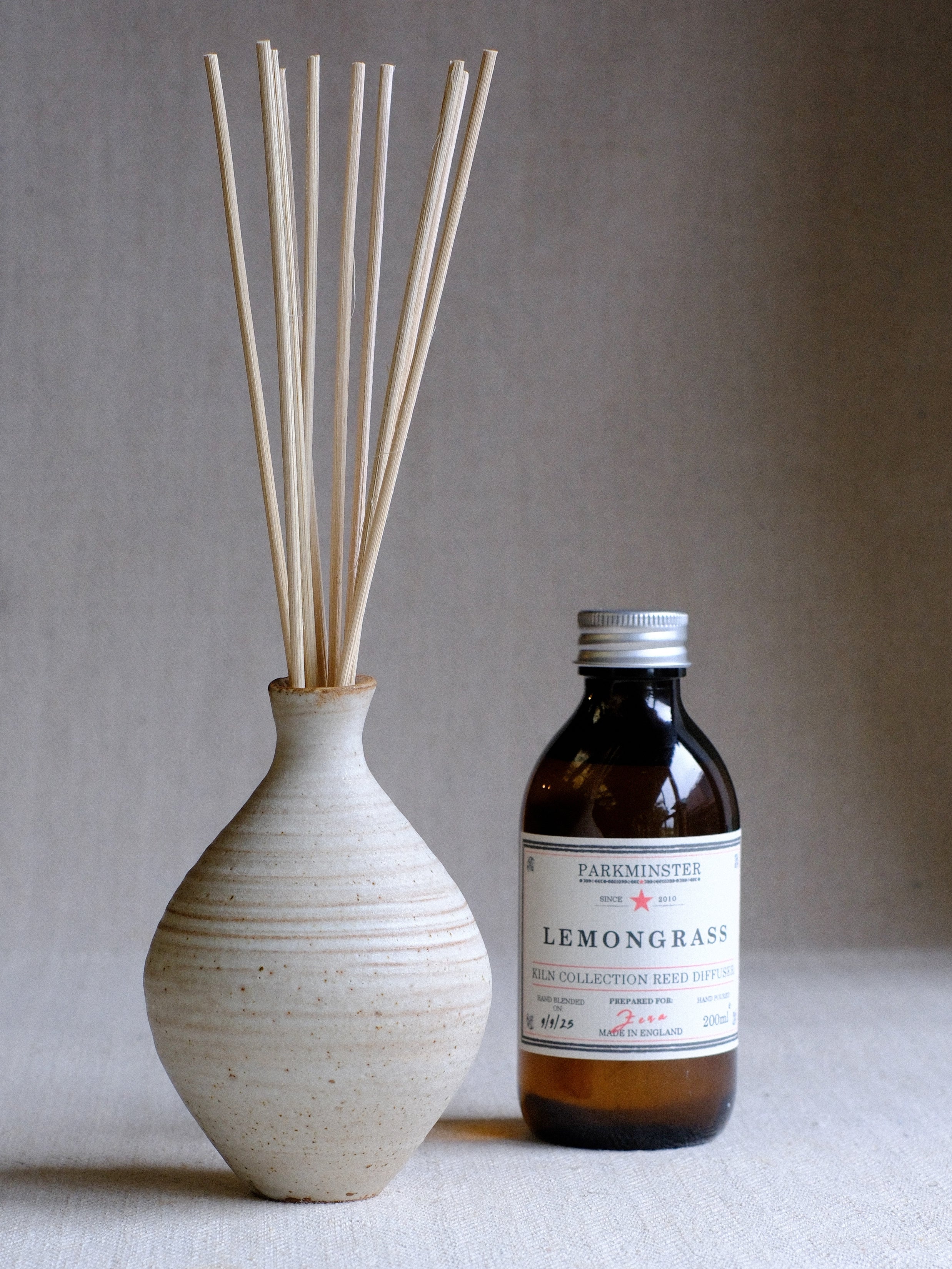 Parkminster Ceramic Pot Reed Diffuser – Kiln Collection by Kneebone Pottery, a hand-thrown ceramic diffuser with natural home Lemongrass essential oils.