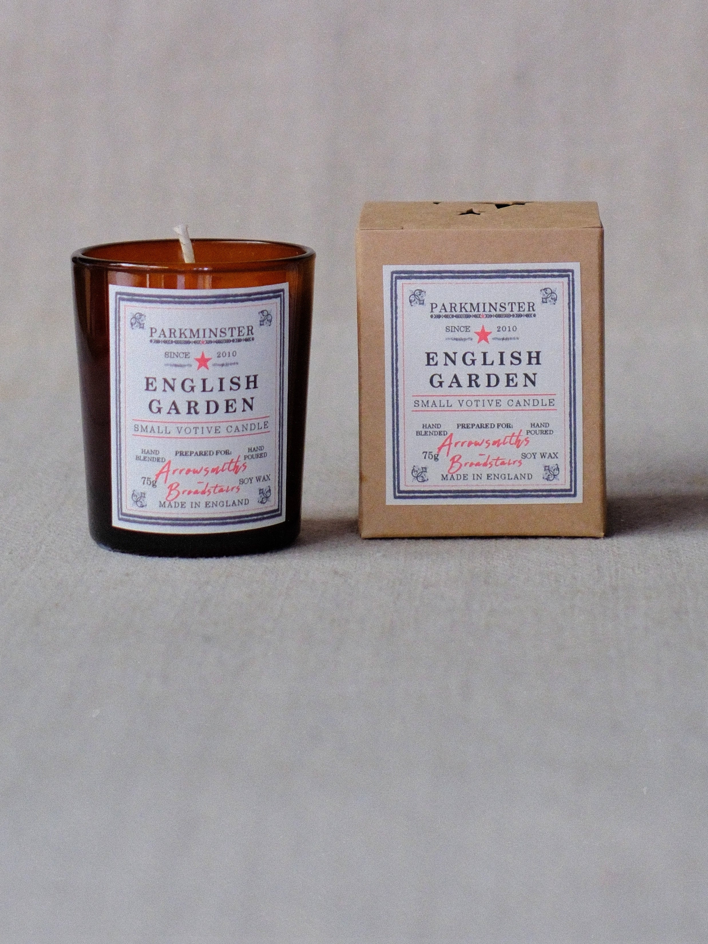 Parkminster English Garden Small Votive Candle 75g with kraft paper gift box – natural soy wax candle and floral home fragrance gift