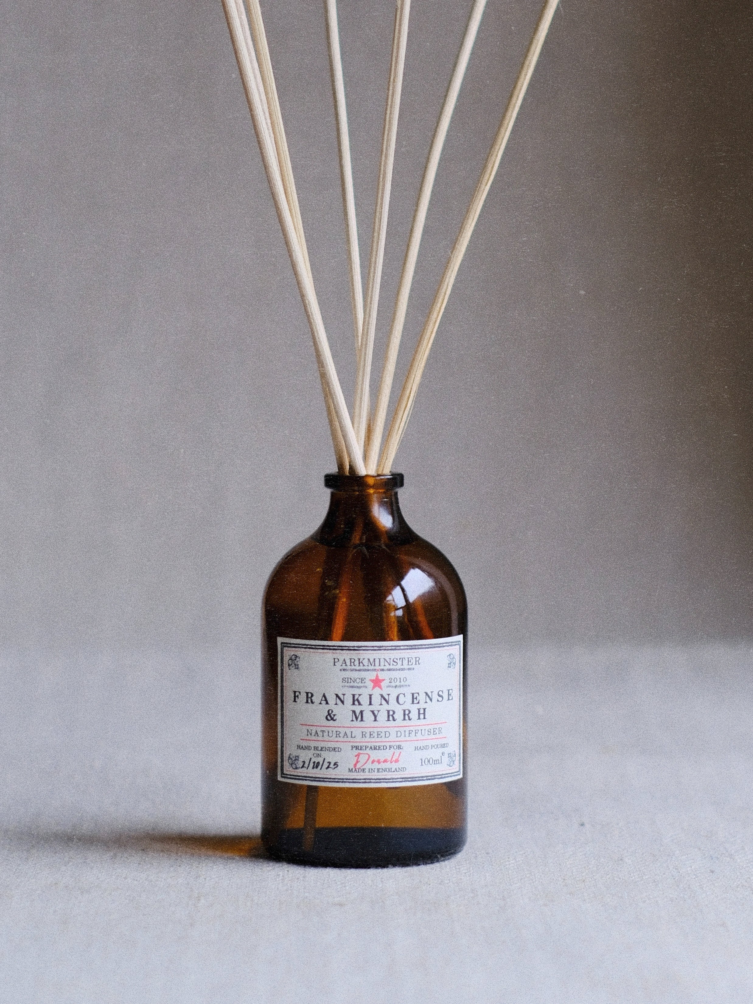 Parkminster Frankincense & Myrrh Reed Diffuser – warm, woodsy & Christmas home fragrance with earthy and sweet notes