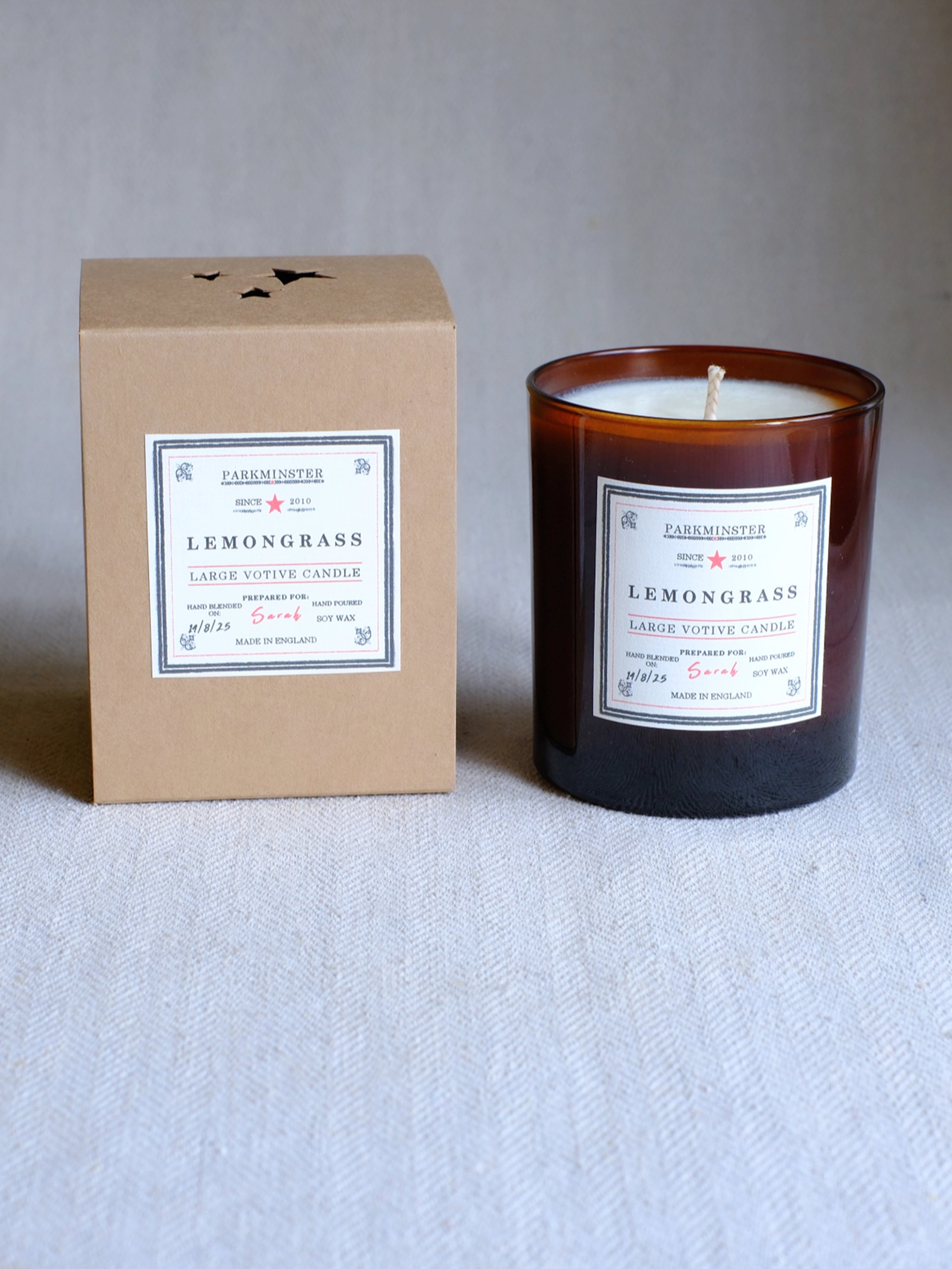 Parkminster large lemongrass candle – natural soy wax, made to order, infused with essential oils for a fresh, uplifting home fragrance.