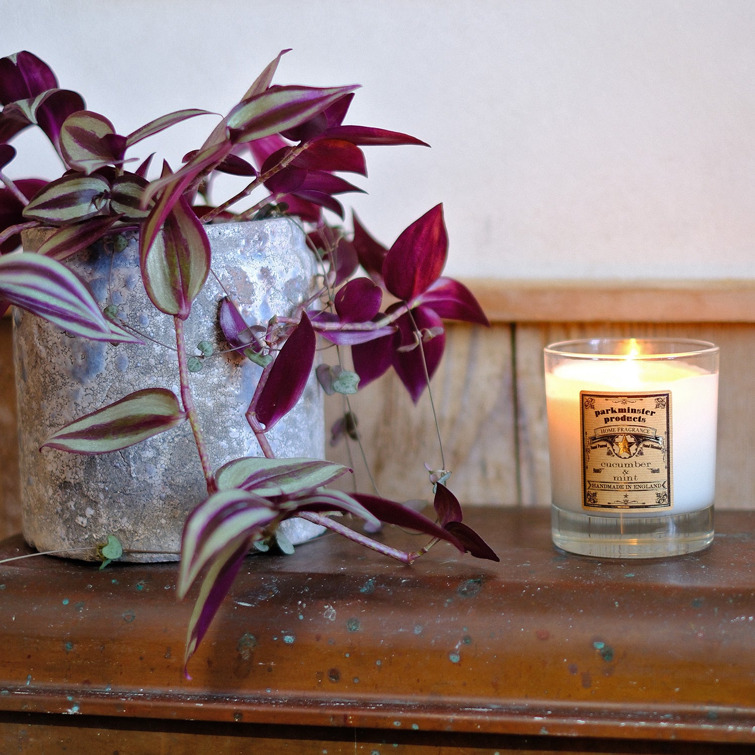 Large votive soy wax candles with Parkminster's exclusive cucumber & mint fragrance, hand-poured by artisans in our Cornish workshop