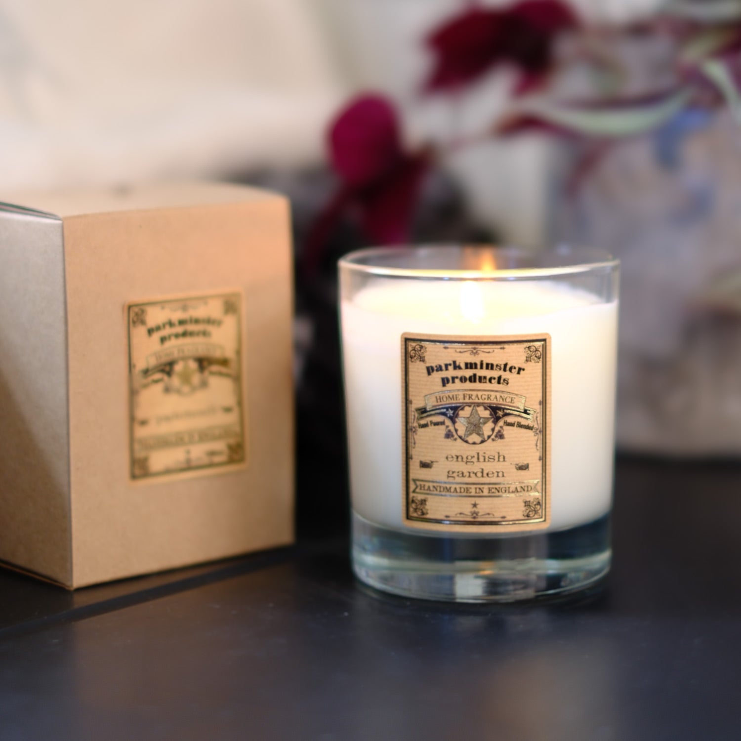 Large votive soy wax candles with Parkminster's exclusive English Garden fragrance, meticulously hand-poured by artisans in our Cornwall workshop