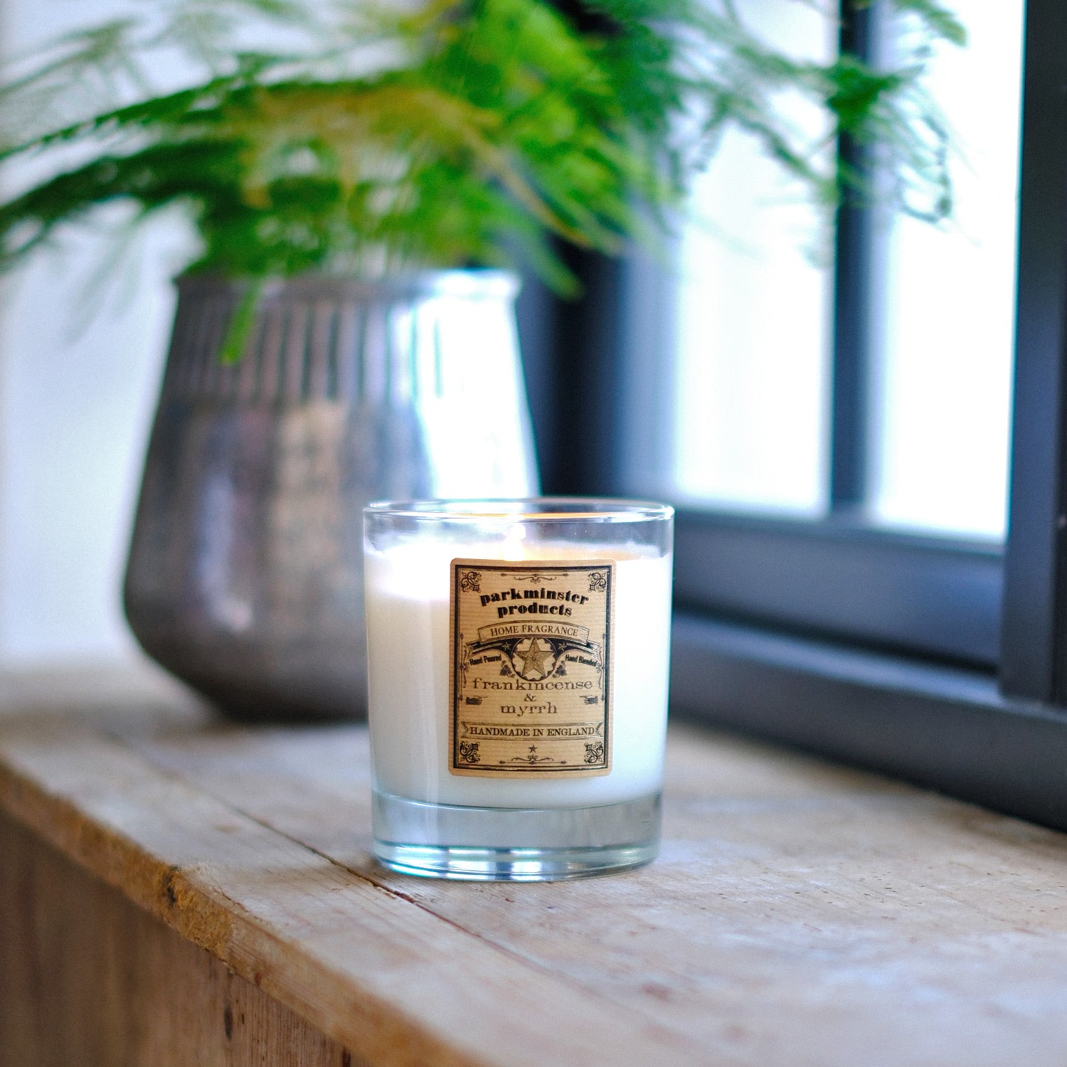 Large votive soy wax candles with Parkminster's exclusive Frankincense & Myrrh fragrance, meticulously hand-poured by artisans in our Cornwall workshop. Fragrance designed by Krystyna Patey, our resident perfumer.