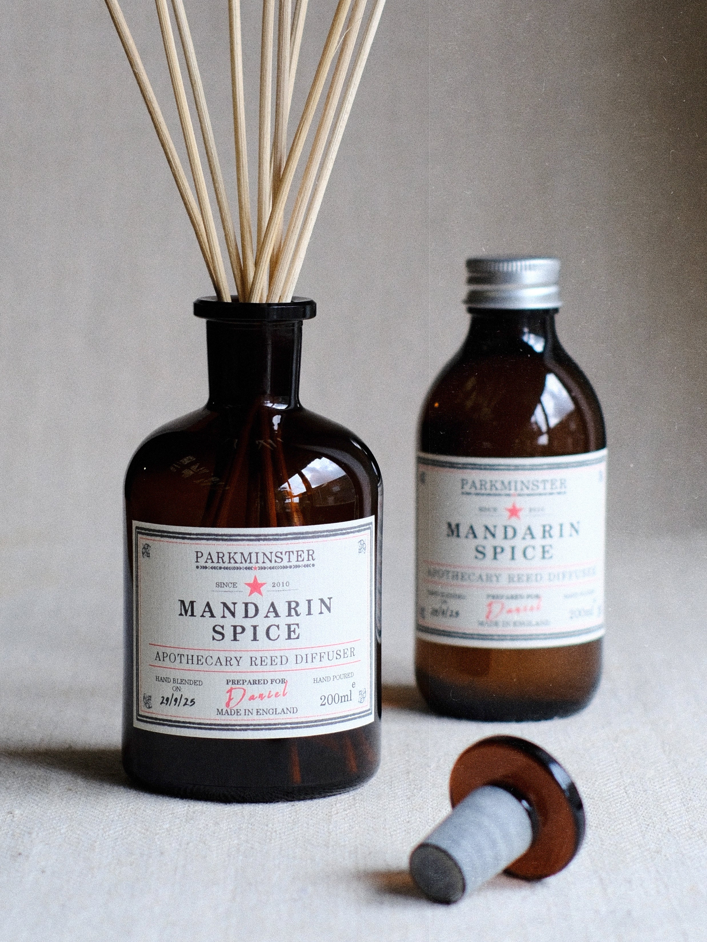 Parkminster Mandarin Spice Apothecary Reed Diffuser 200ml – natural home fragrance with mandarin, cinnamon, and clove - christmas in a bottle