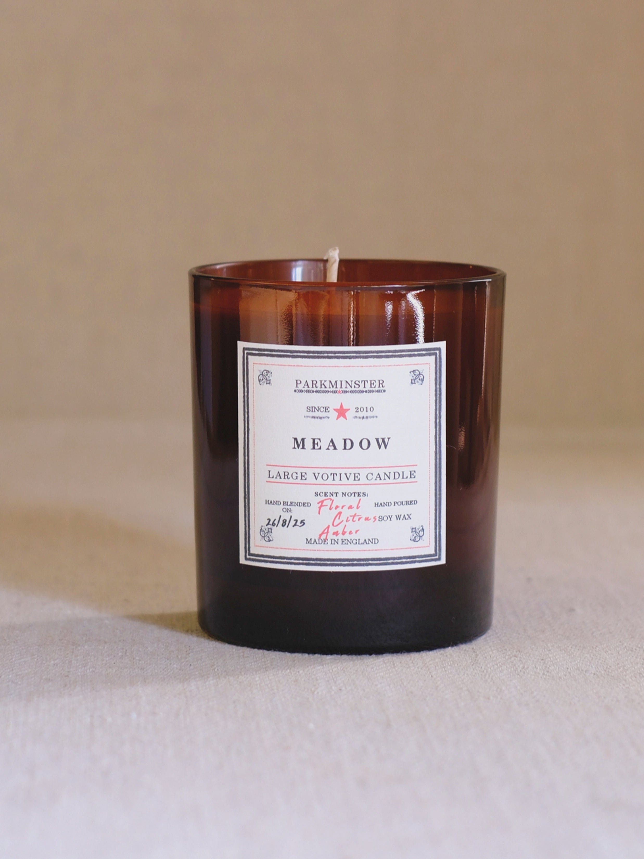 Meadow scented candle by Parkminster – 220 g plant-based, hand-poured votive candle in glass, a thoughtful and stylish natural candle gift