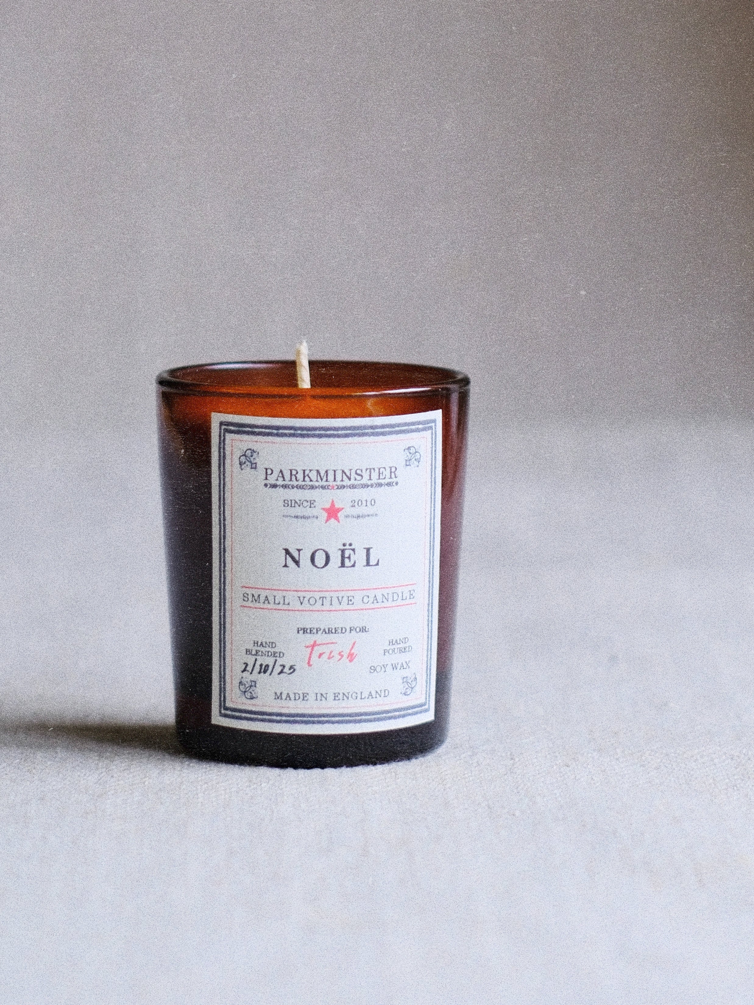 Parkminster Noël Small Votive Christmas Candle 75g with kraft gift box – natural soy wax festive candle in mandarin, clove & cinnamon scent