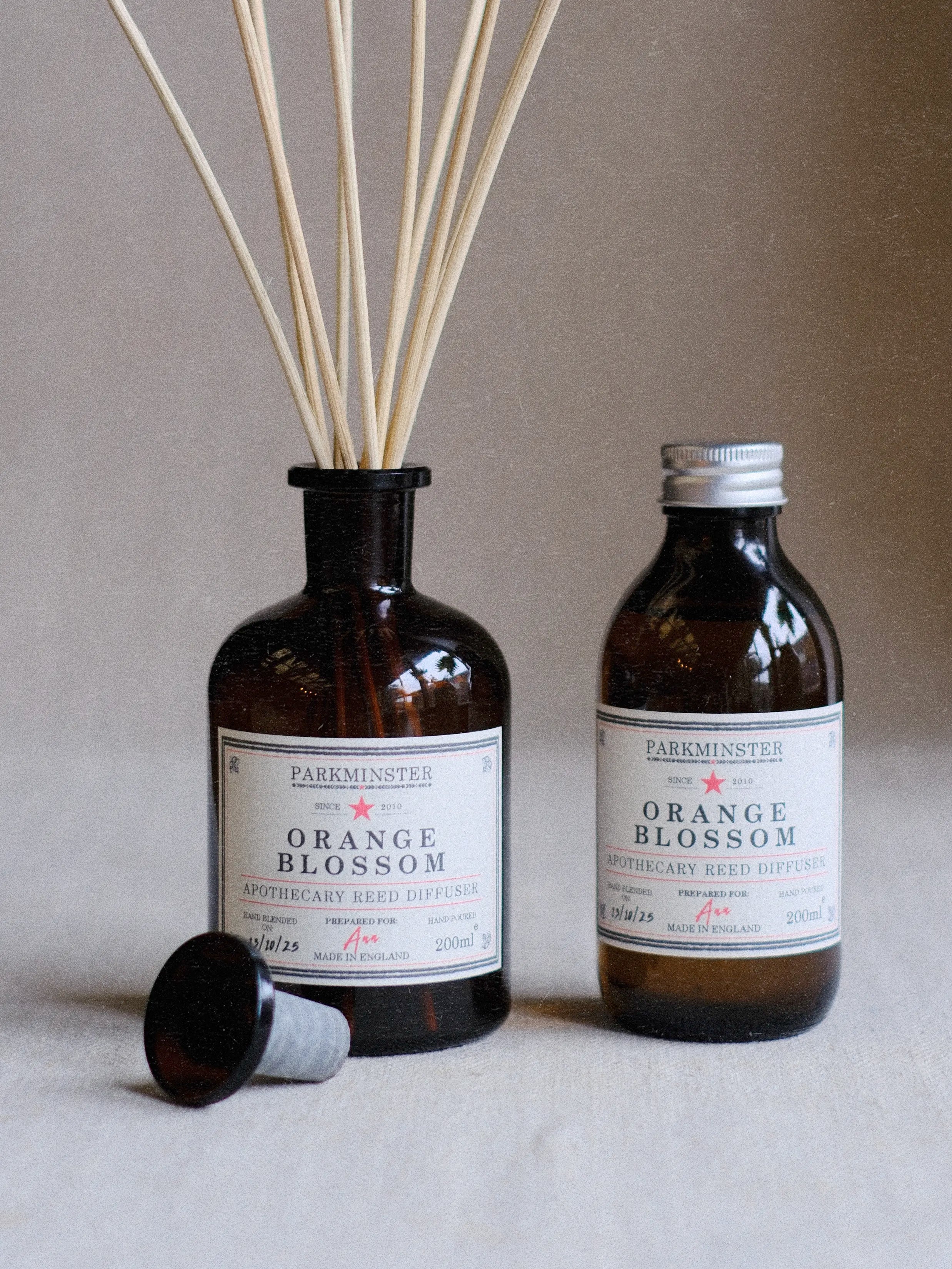 Parkminster Orange Blossom Apothecary Reed Diffuser 200ml – handmade in Cornwall with natural plant‑based ingredients, perfect for gifting.