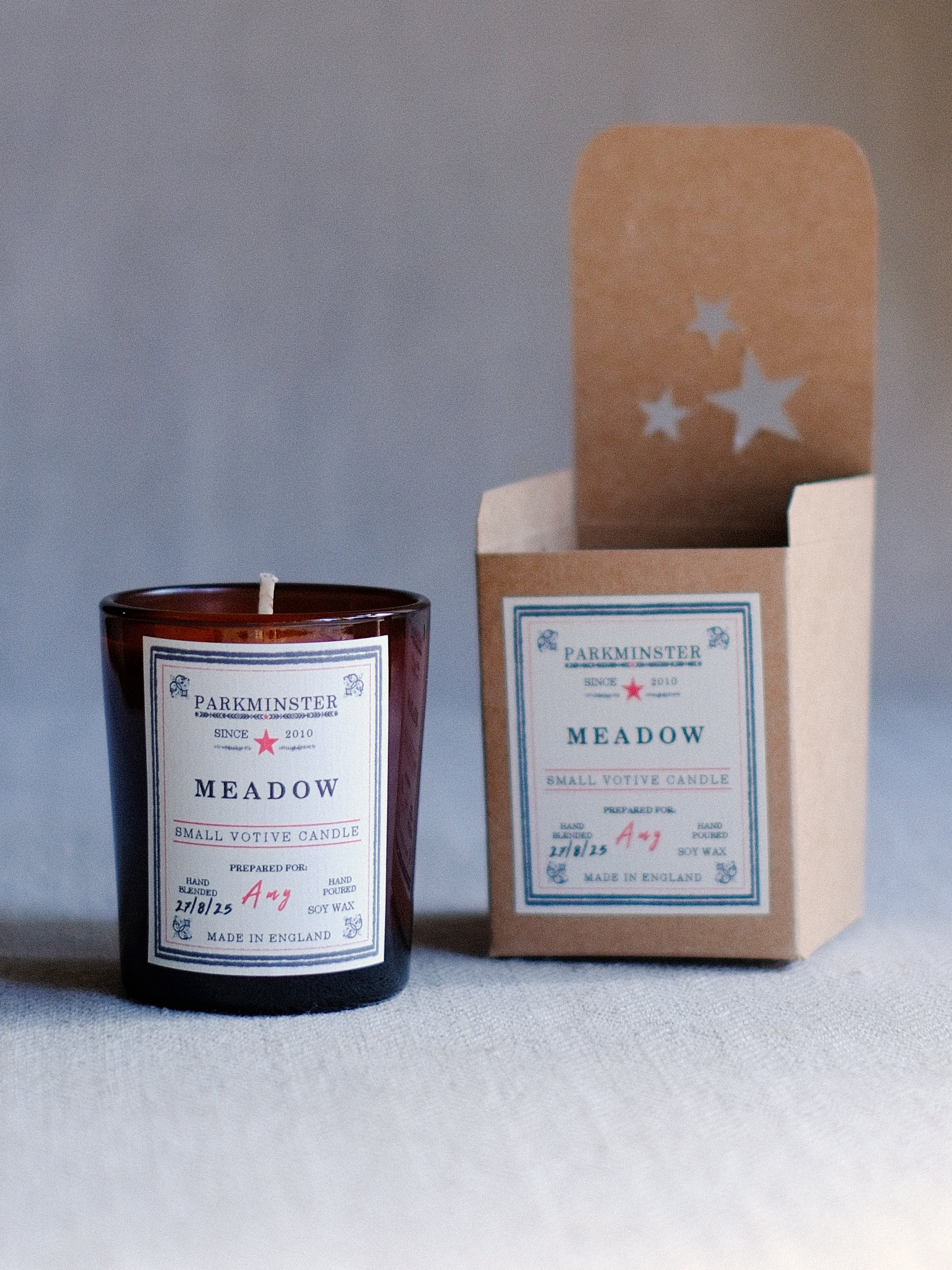 Meadow scented votive candle by Parkminster – 75 g plant-based, hand-poured candle in recyclable glass, perfect as a thoughtful candle gift