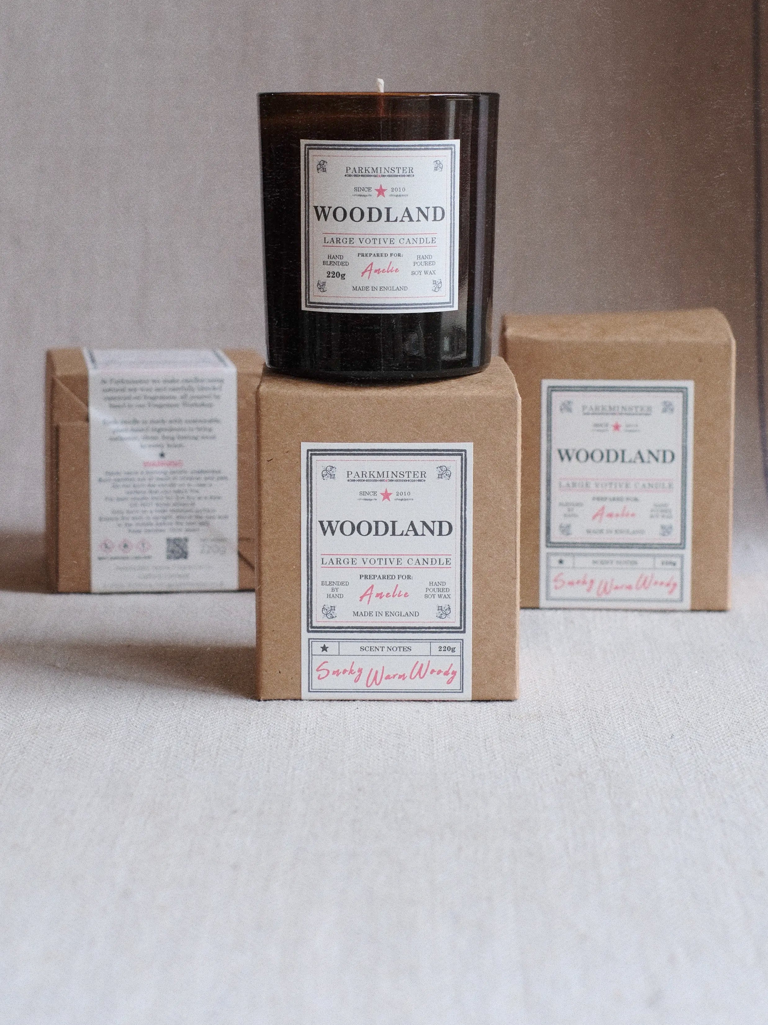 Natural Woodland large scented candle by Parkminster – plant-grown soy wax, earthy and smoky fragrance, ideal for relaxed evenings at home