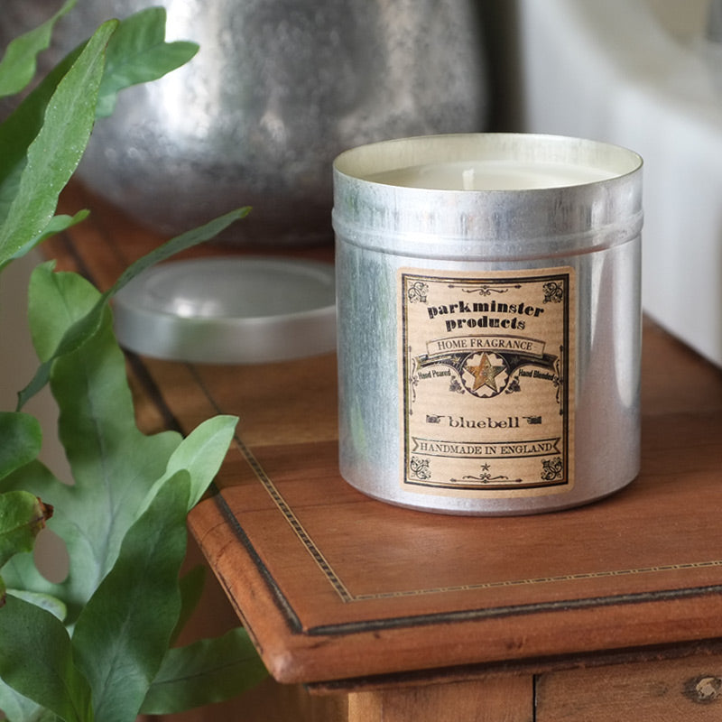 BLuebell Scented Tin Candle by Parkminster - 350g 12oz - Beautiful Scents in a stylish aluminium tin which is perfect for reuse or recycling