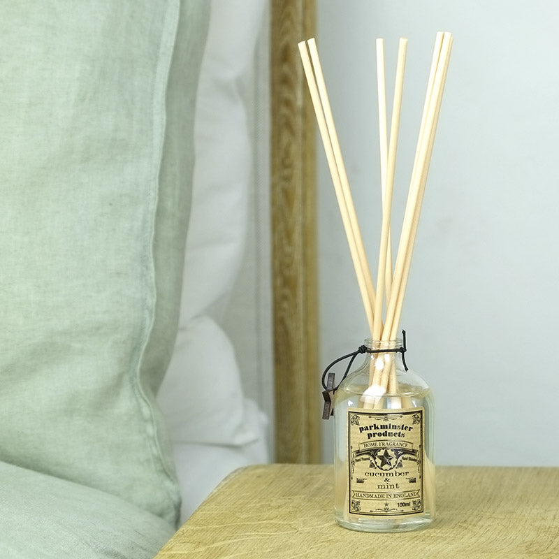 Parkminster Cucumber & Mint scented Reed Diffuser 100ml 3.3fl oz Hand Blended and Hand Poured in Cornwall Sussex
