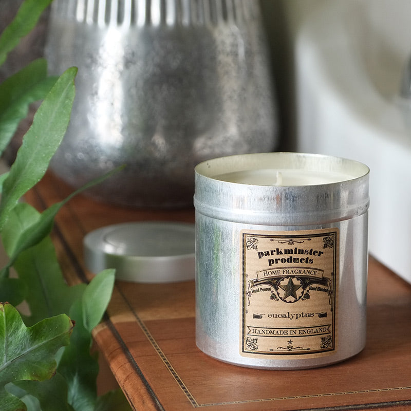Eucalyptus Scented Tin Candle by Parkminster - 350g 12oz - Beautiful Scents in a stylish aluminium tin which is perfect for reuse or recycling