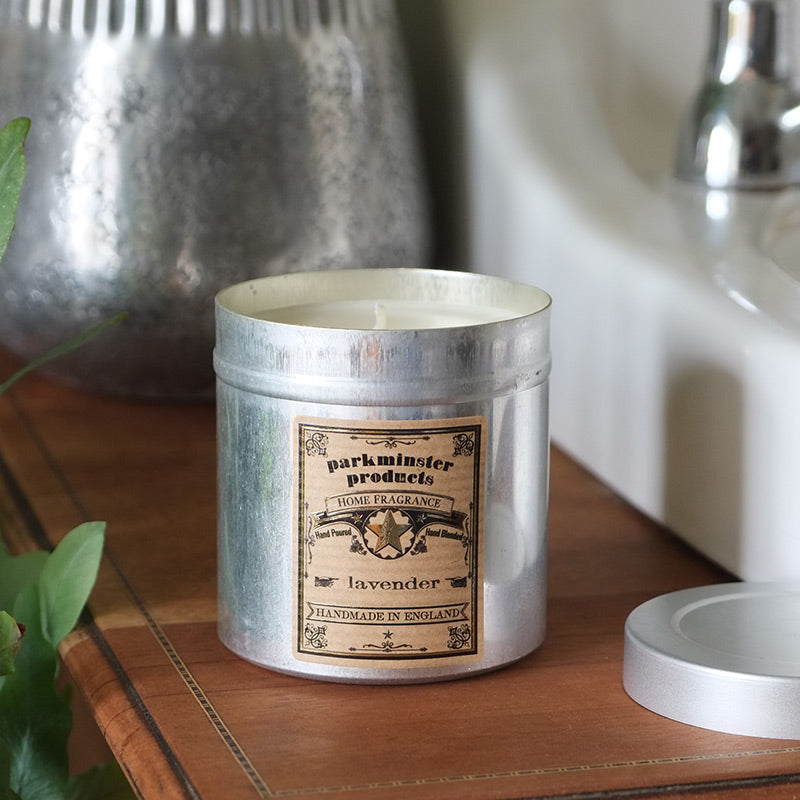 Lavender Scented Tin Candle by Parkminster - 350g 12oz - Beautiful Scents in a stylish aluminium tin which is perfect for reuse or recycling