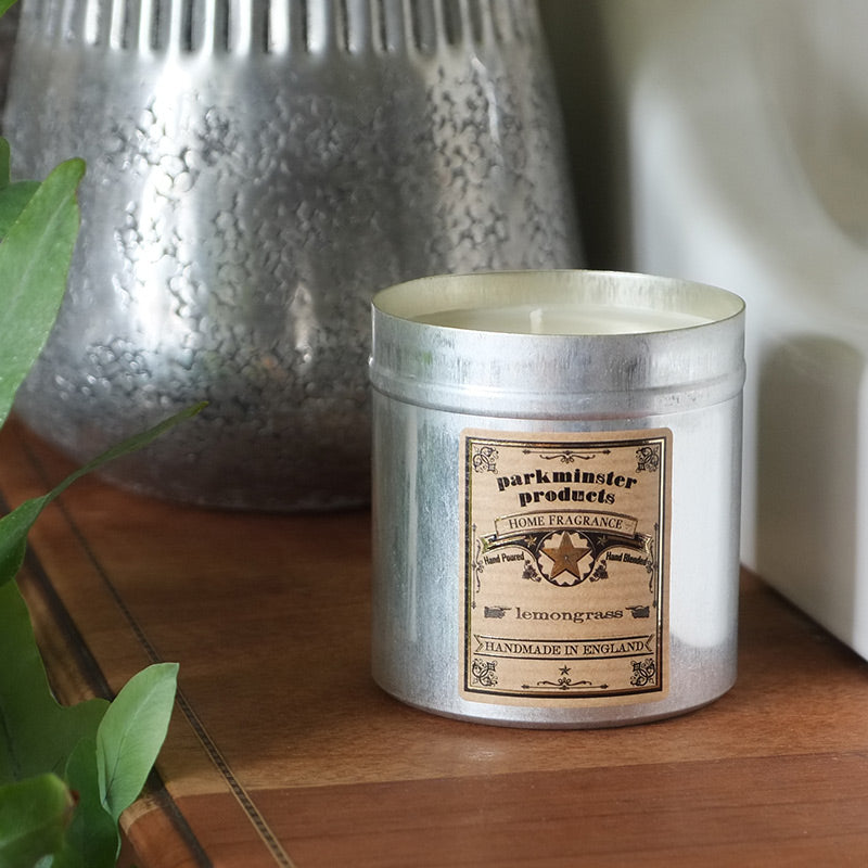 Lemongrass Scented Tin Candle by Parkminster - 350g 12oz - Beautiful Scents in a stylish aluminium tin which is perfect for reuse or recycling